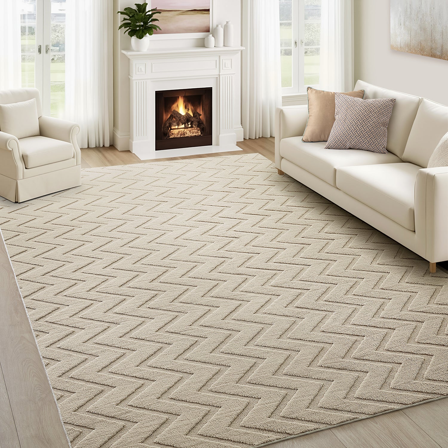 Chevron Zig Zag High-Low Pile Tufted Area Rug