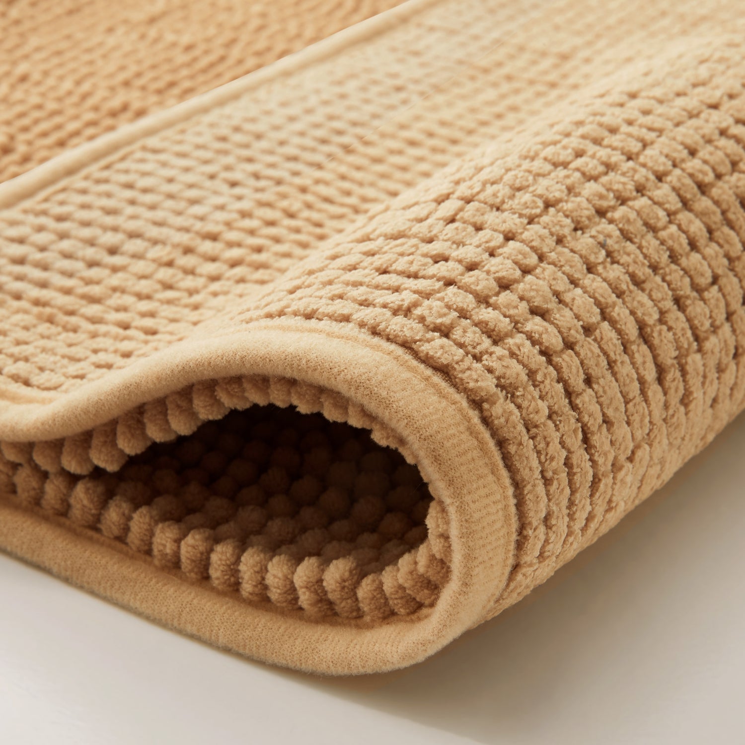 Soft Chenille Bath Mat Thick Absorbent Beige