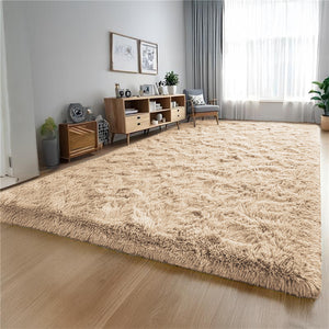 Living Room Shaggy Rug Fluffy Beige