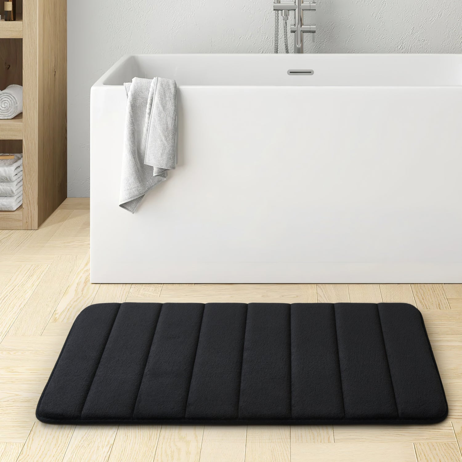 Memory Foam Bath Mat Ultra Absorbent Non-Slip Black