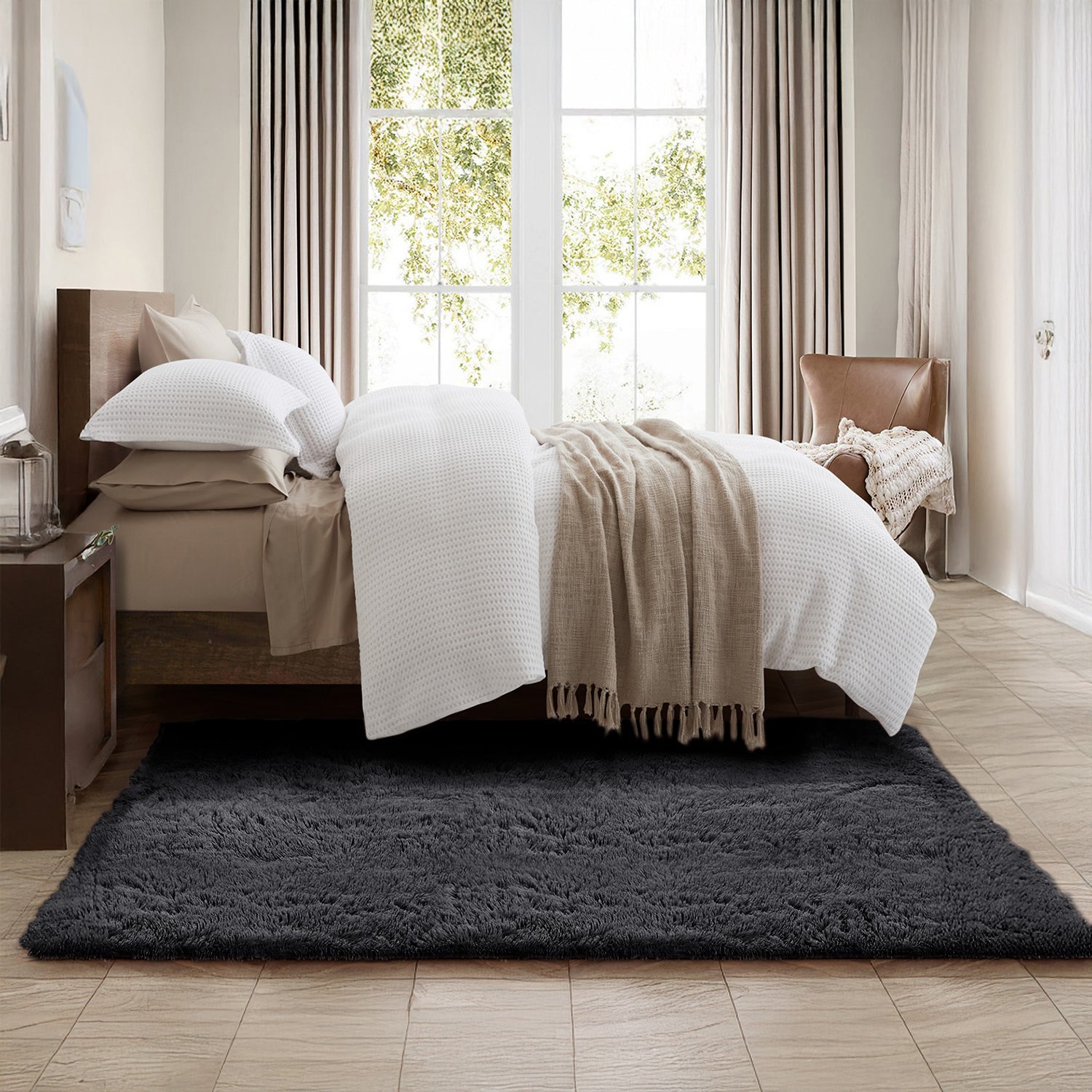 Fluffy Shag Pile Shaggy Rug Black