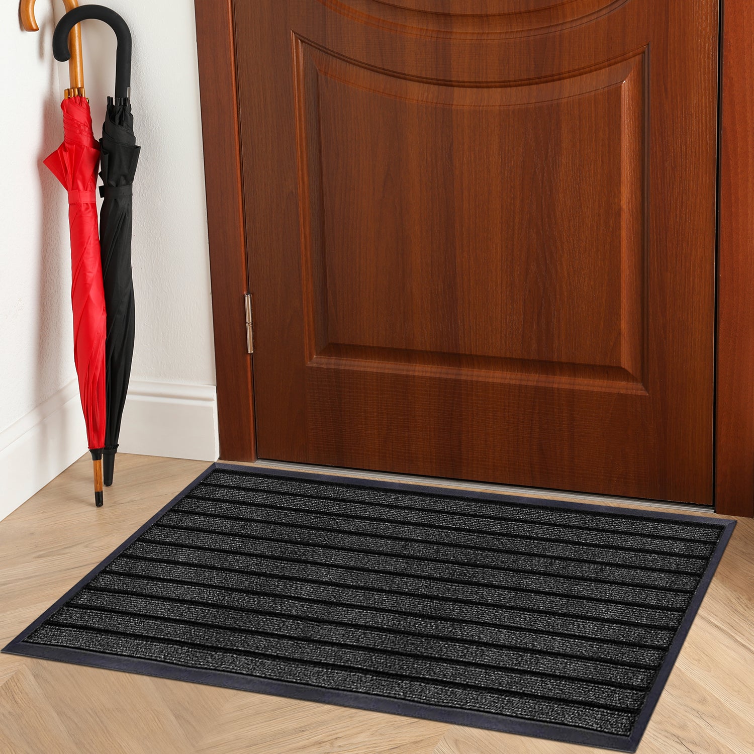 Washable Rubber Door Mat Indoor Outdoor Front Entryway Black
