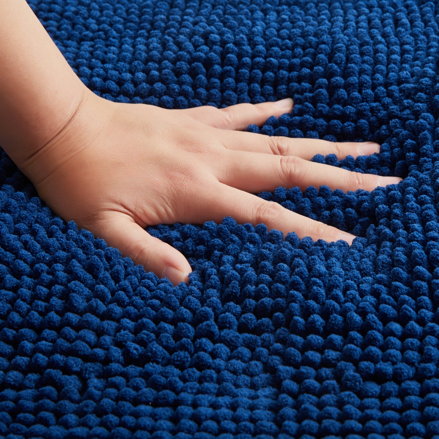 Soft Chenille Bath Mat Thick Absorbent Navy