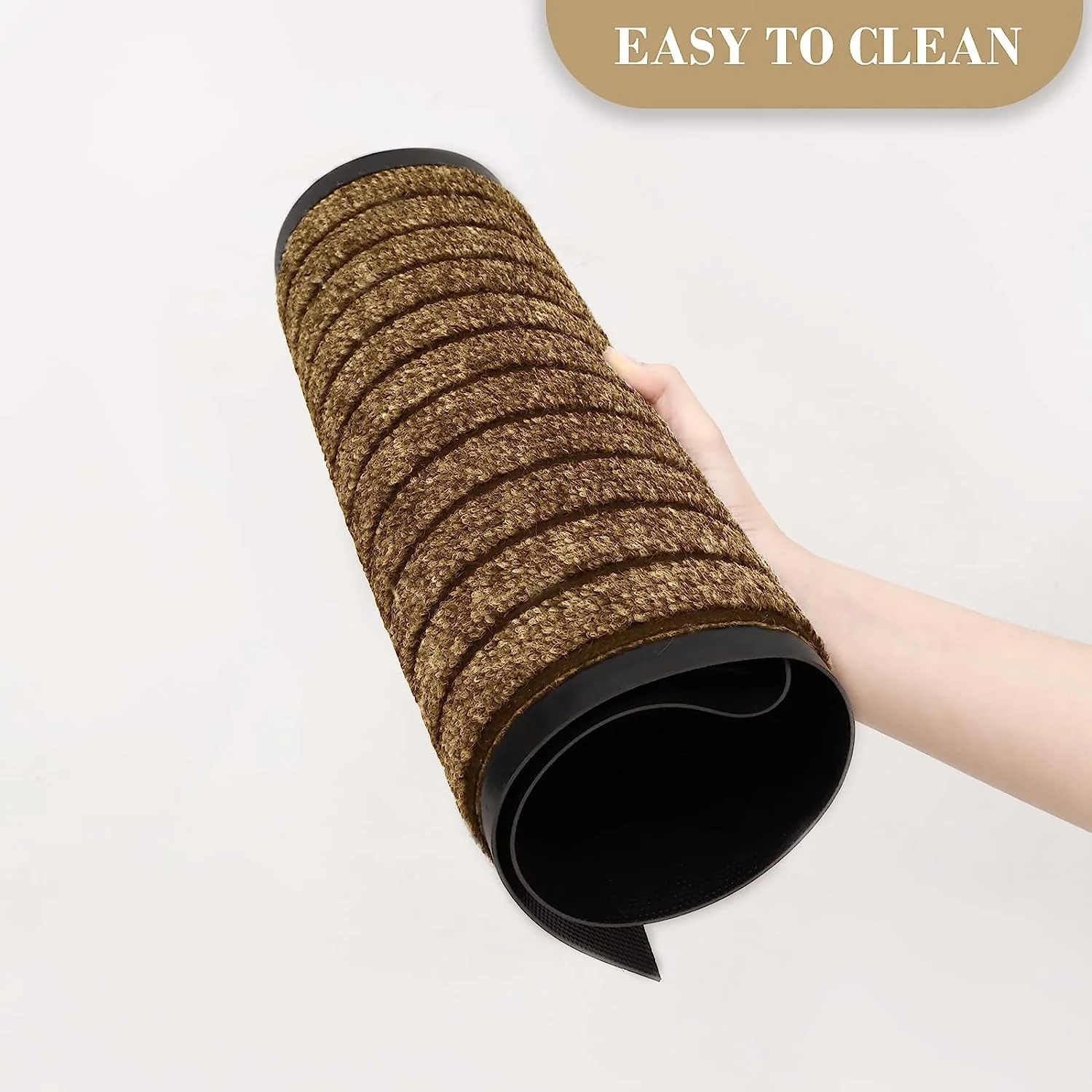 Washable Rubber Door Mat Indoor Outdoor Front Entryway Brown