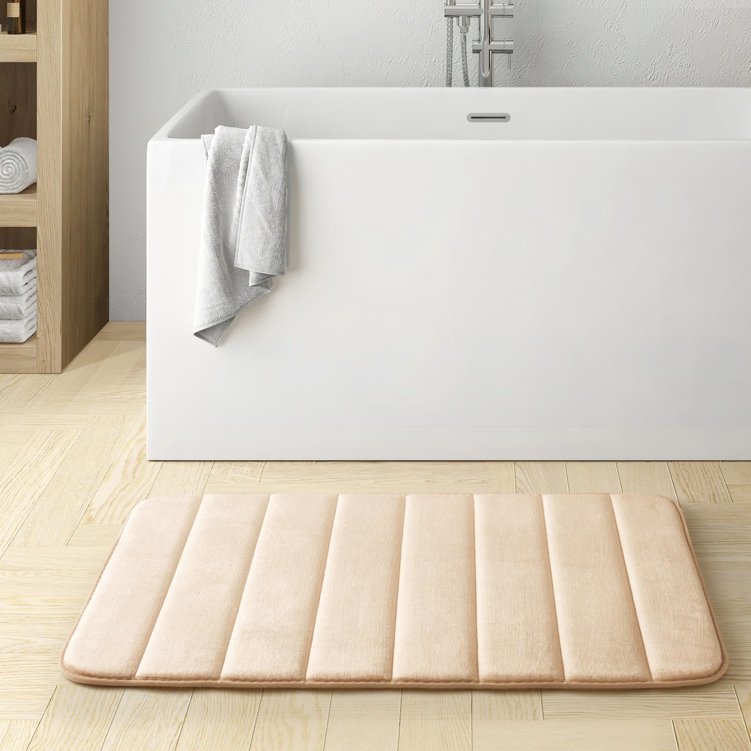 Memory Foam Bath Mat Ultra Absorbent Non-Slip Cream