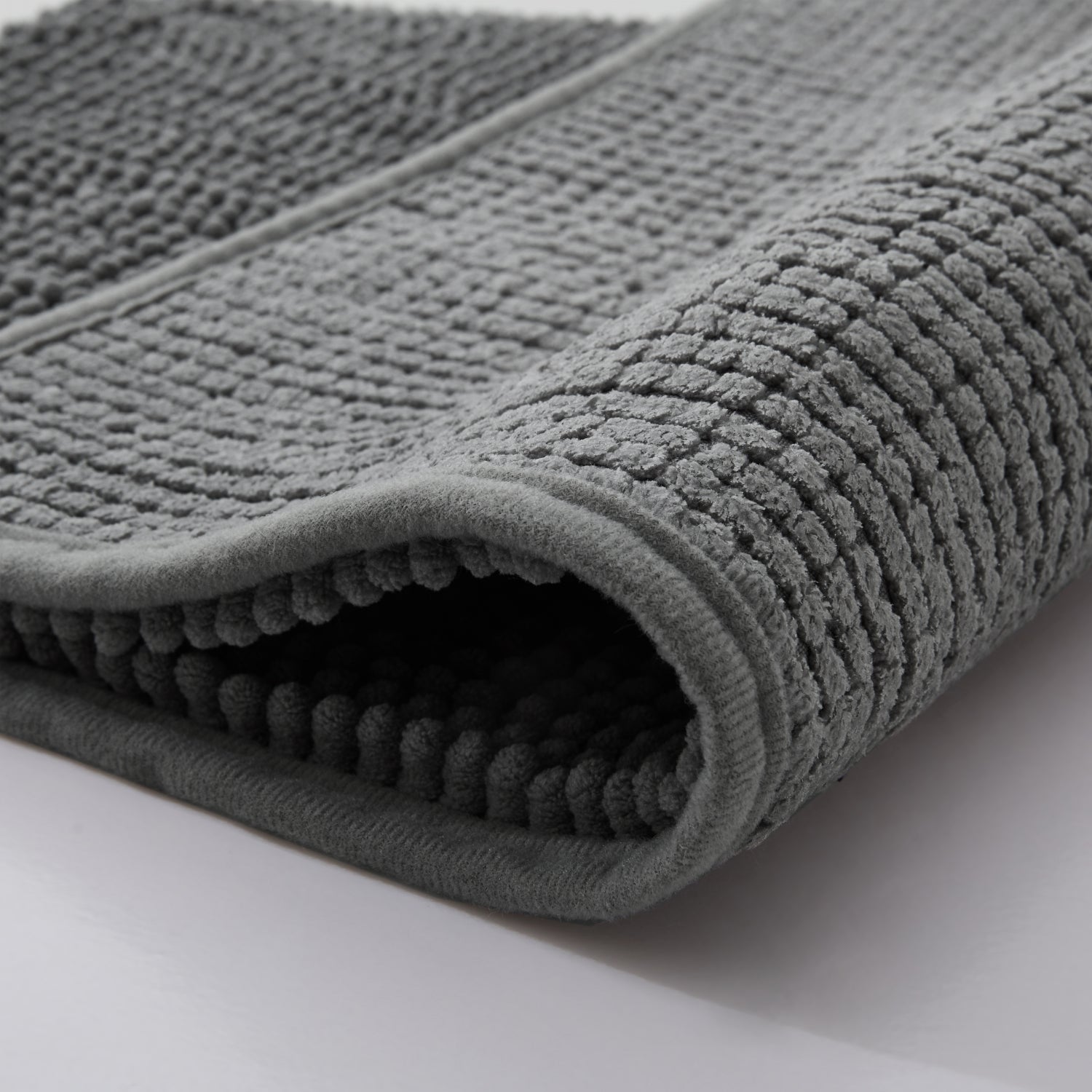 Soft Chenille Bath Mat Thick Absorbent Grey