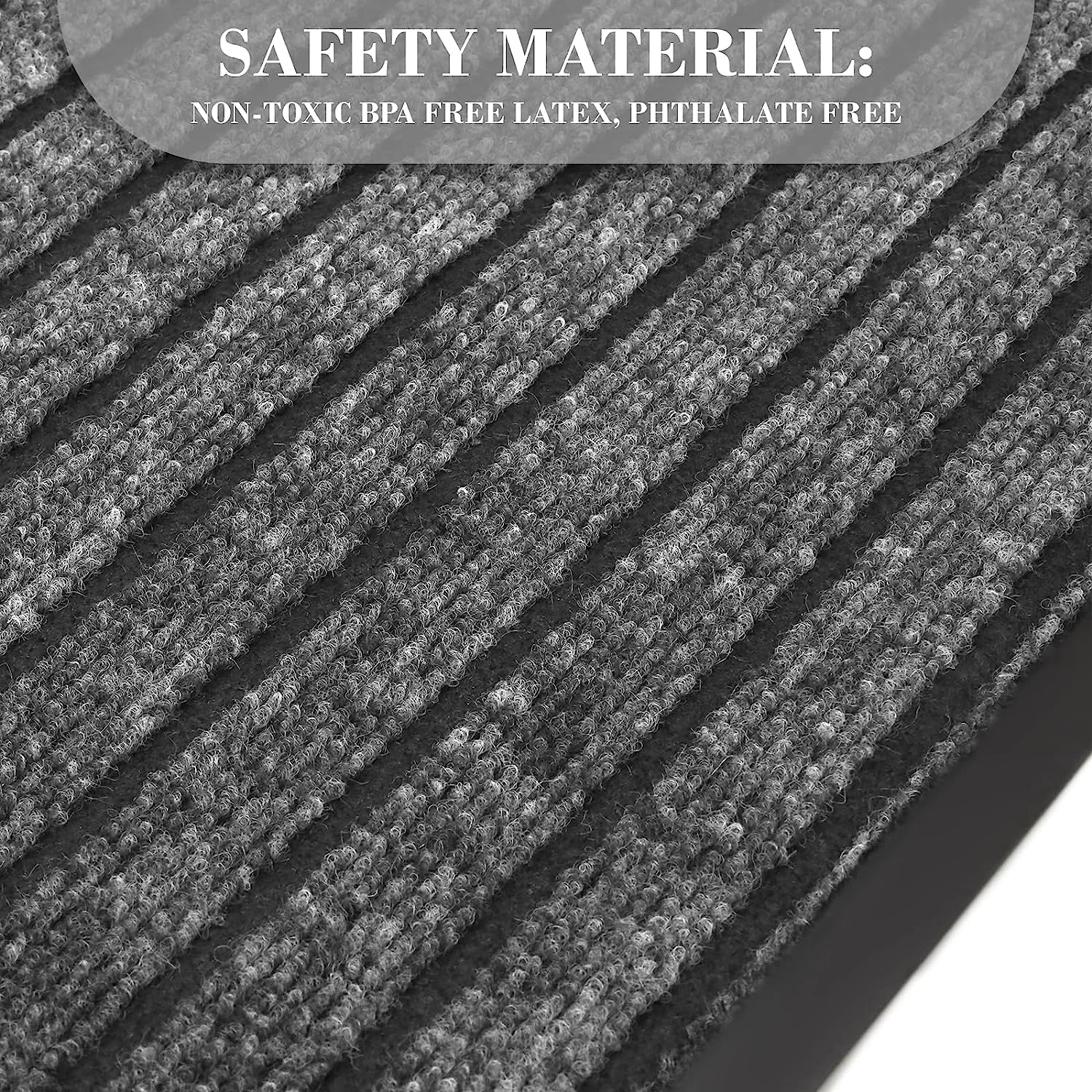 Washable Rubber Door Mat Indoor Outdoor Front Entryway Grey