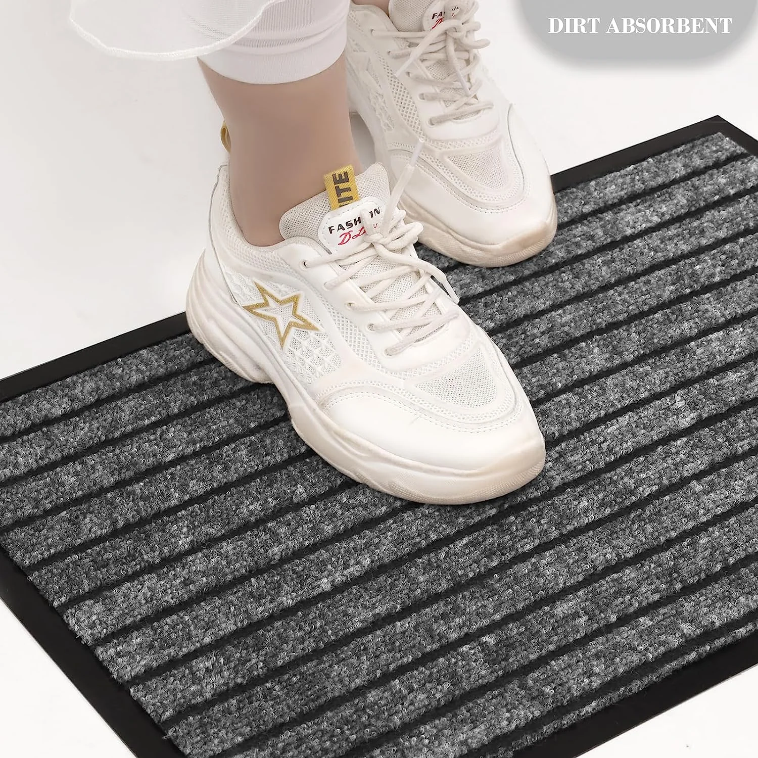 Washable Rubber Door Mat Indoor Outdoor Front Entryway Grey
