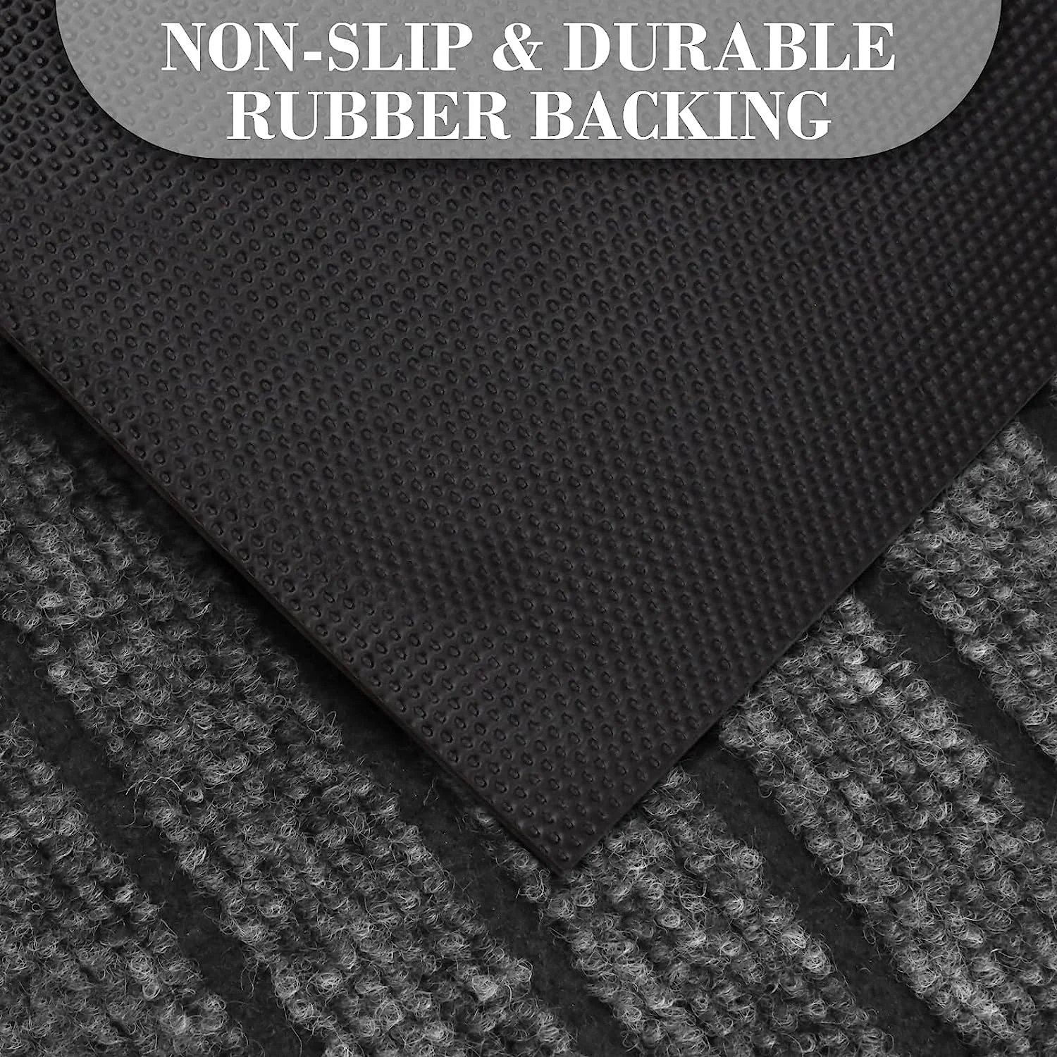 Washable Rubber Door Mat Indoor Outdoor Front Entryway Grey