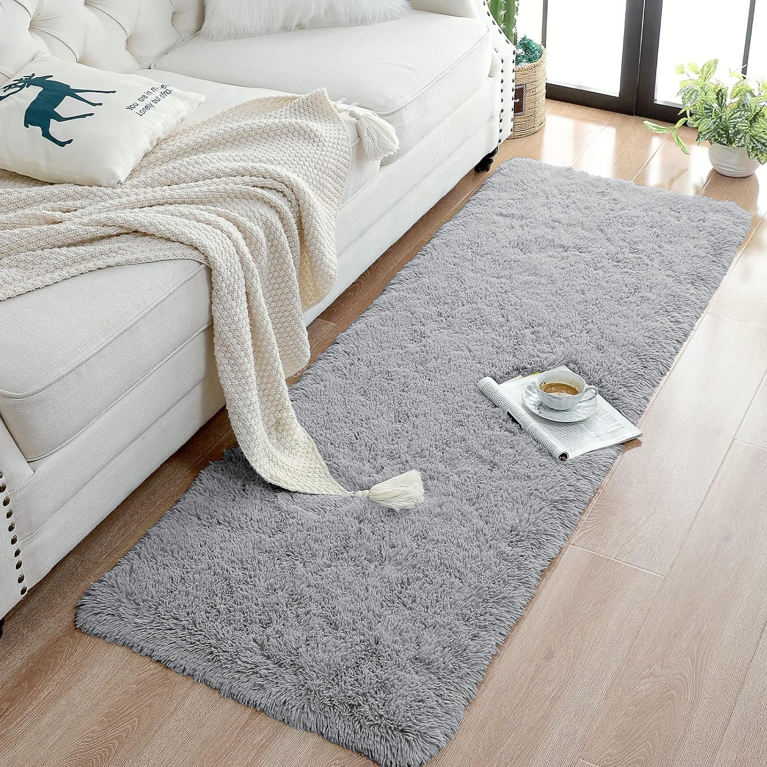 Faux Fur Large Shaggy Rug Grey