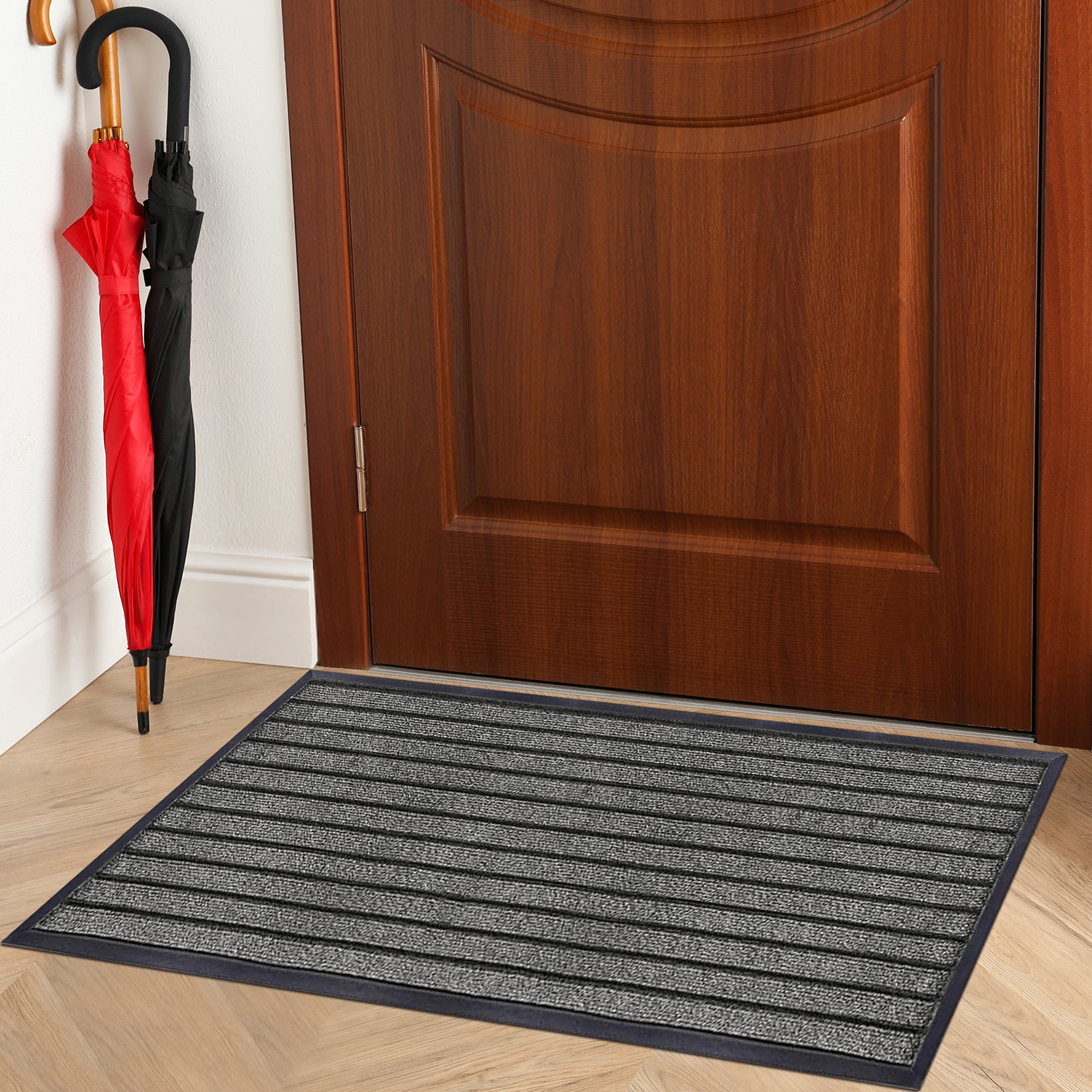 Washable Rubber Door Mat Indoor Outdoor Front Entryway Grey