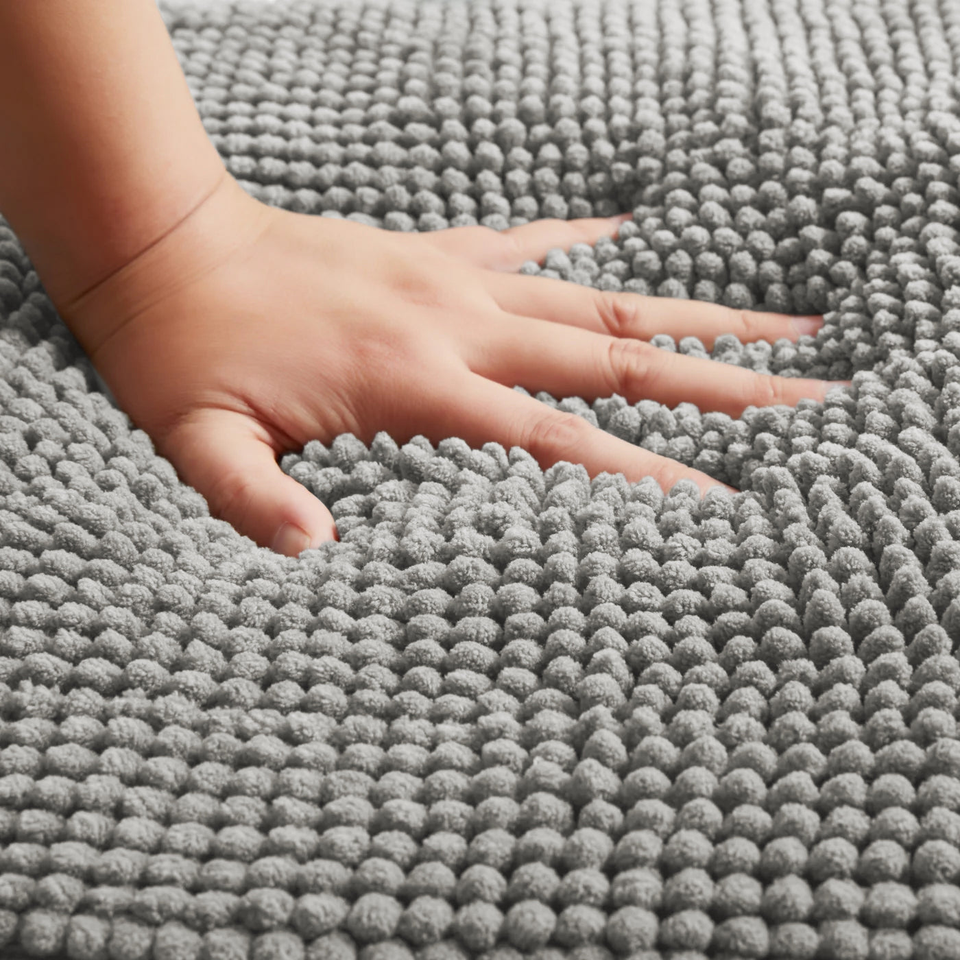 Soft Chenille Bath Mat Thick Absorbent Silver