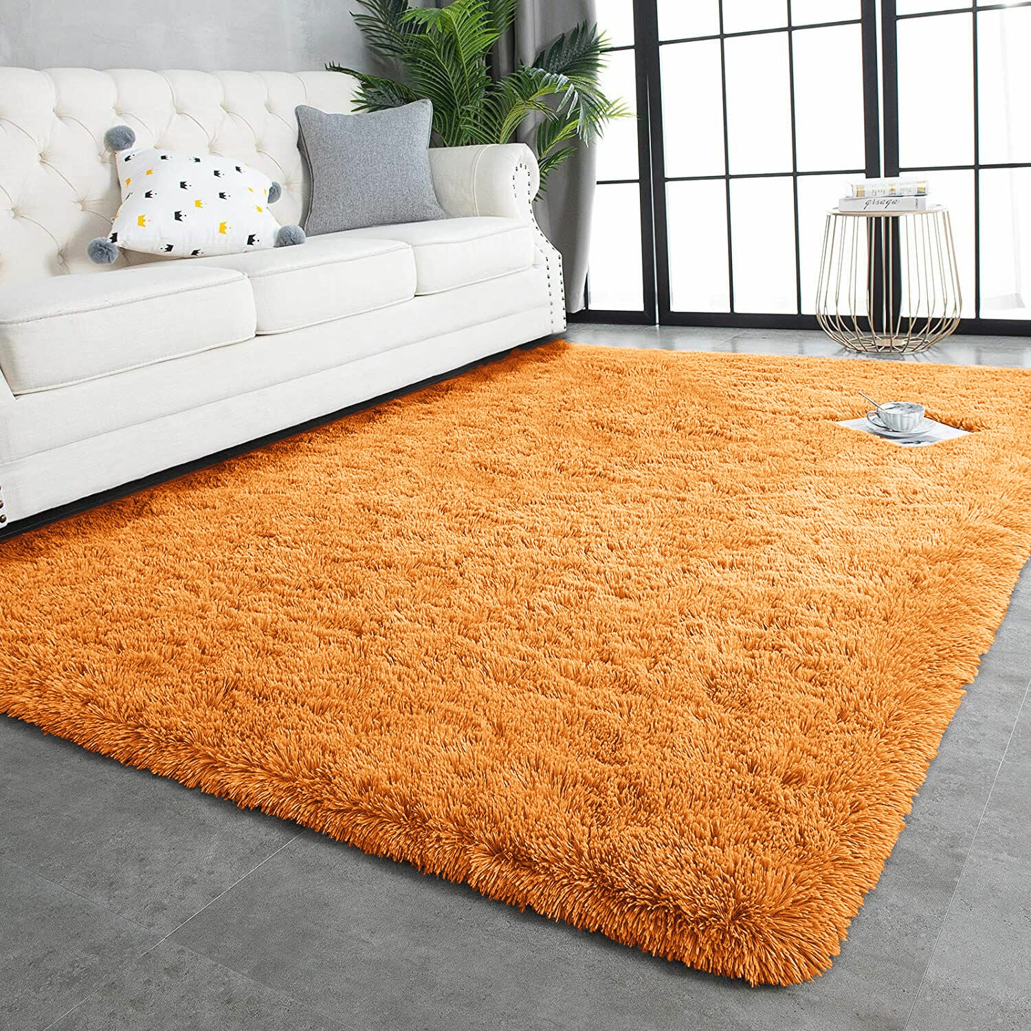 Thick Shaggy Rug For Hallway Area Ochre