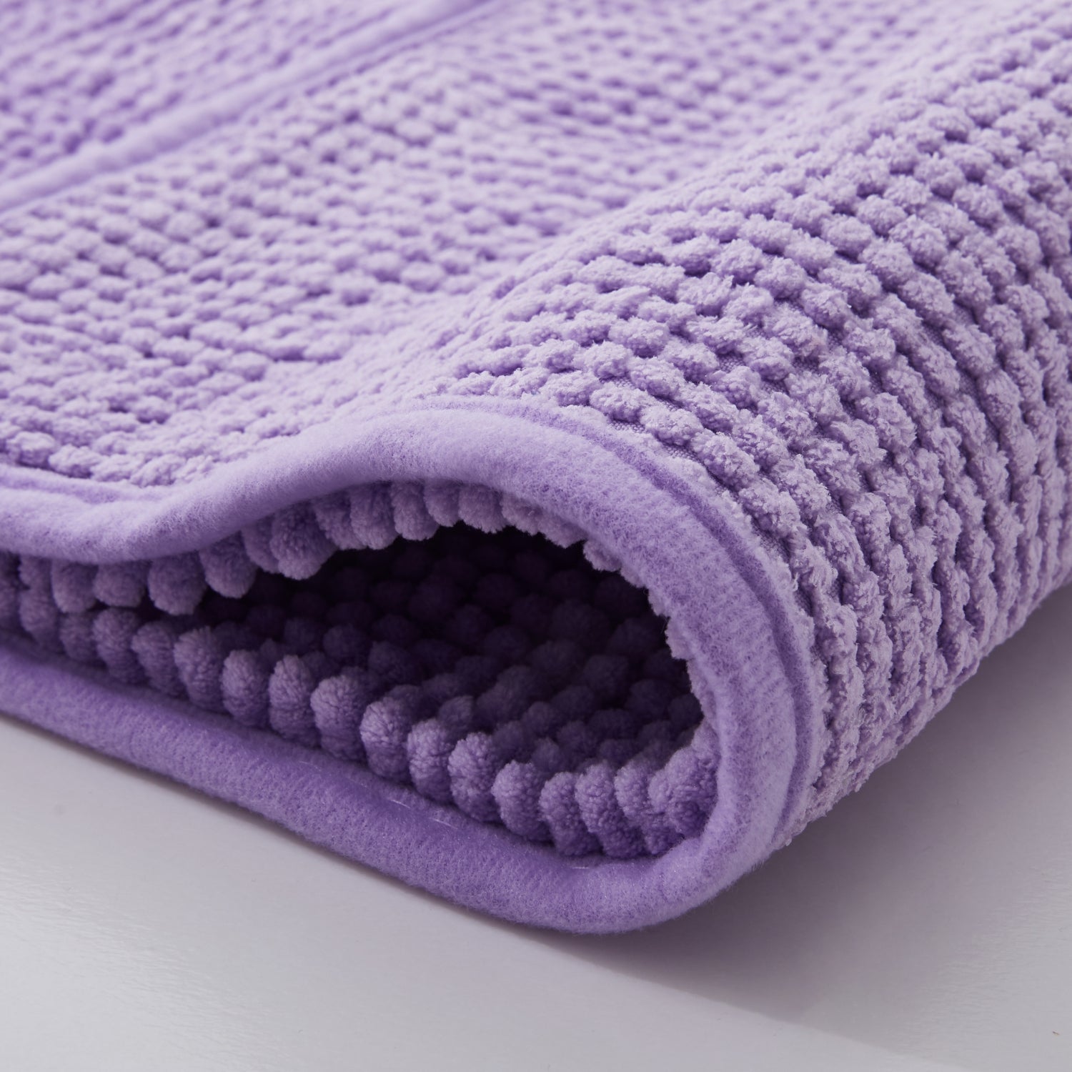Soft Chenille Bath Mat Thick Absorbent Purple