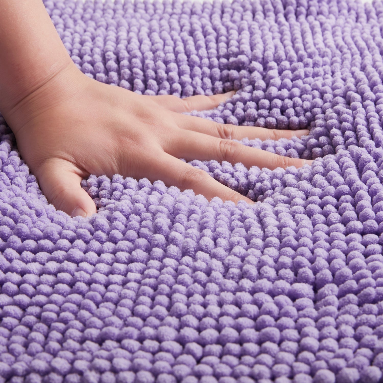 Soft Chenille Bath Mat Thick Absorbent Purple