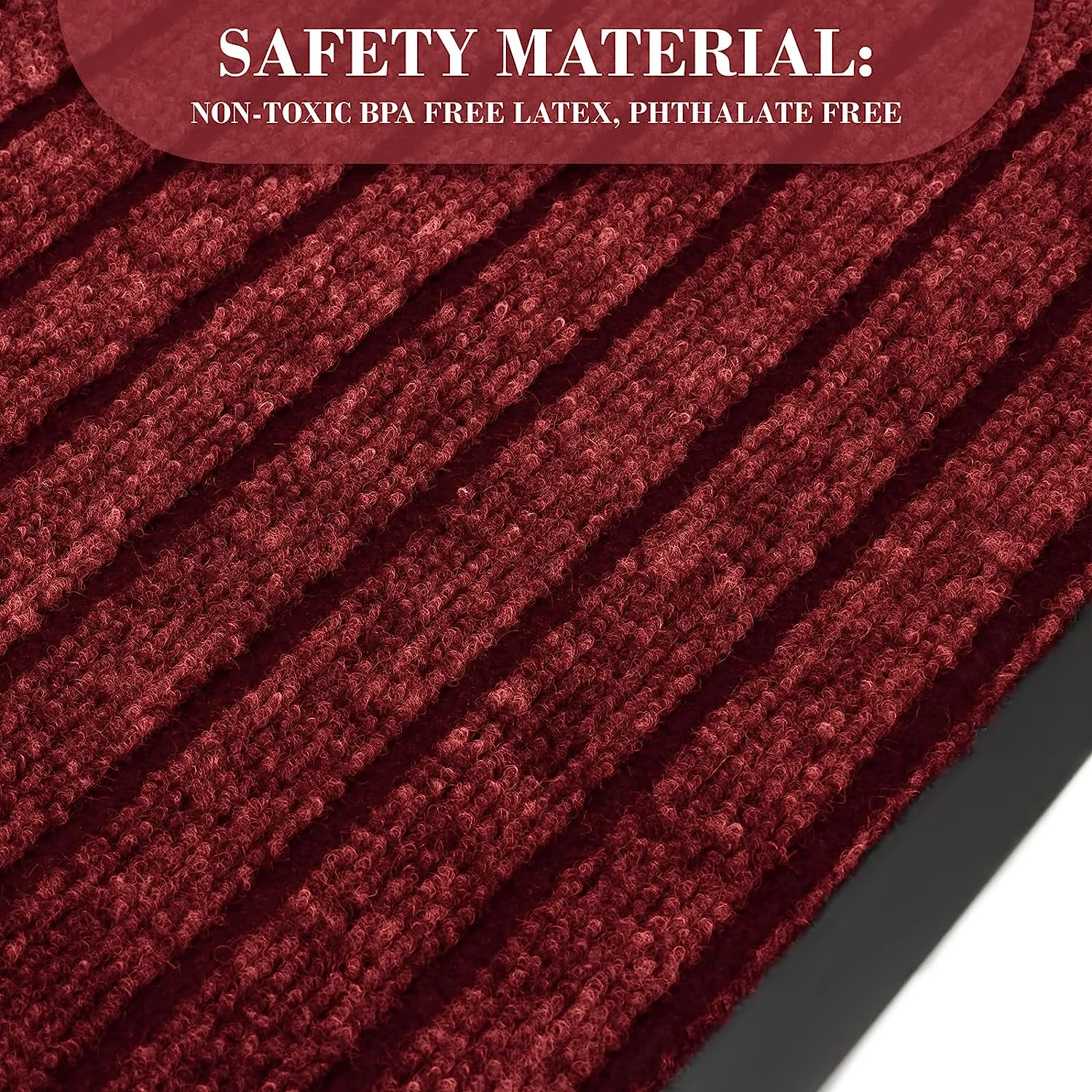 Washable Rubber Door Mat Indoor Outdoor Front Entryway Burgundy