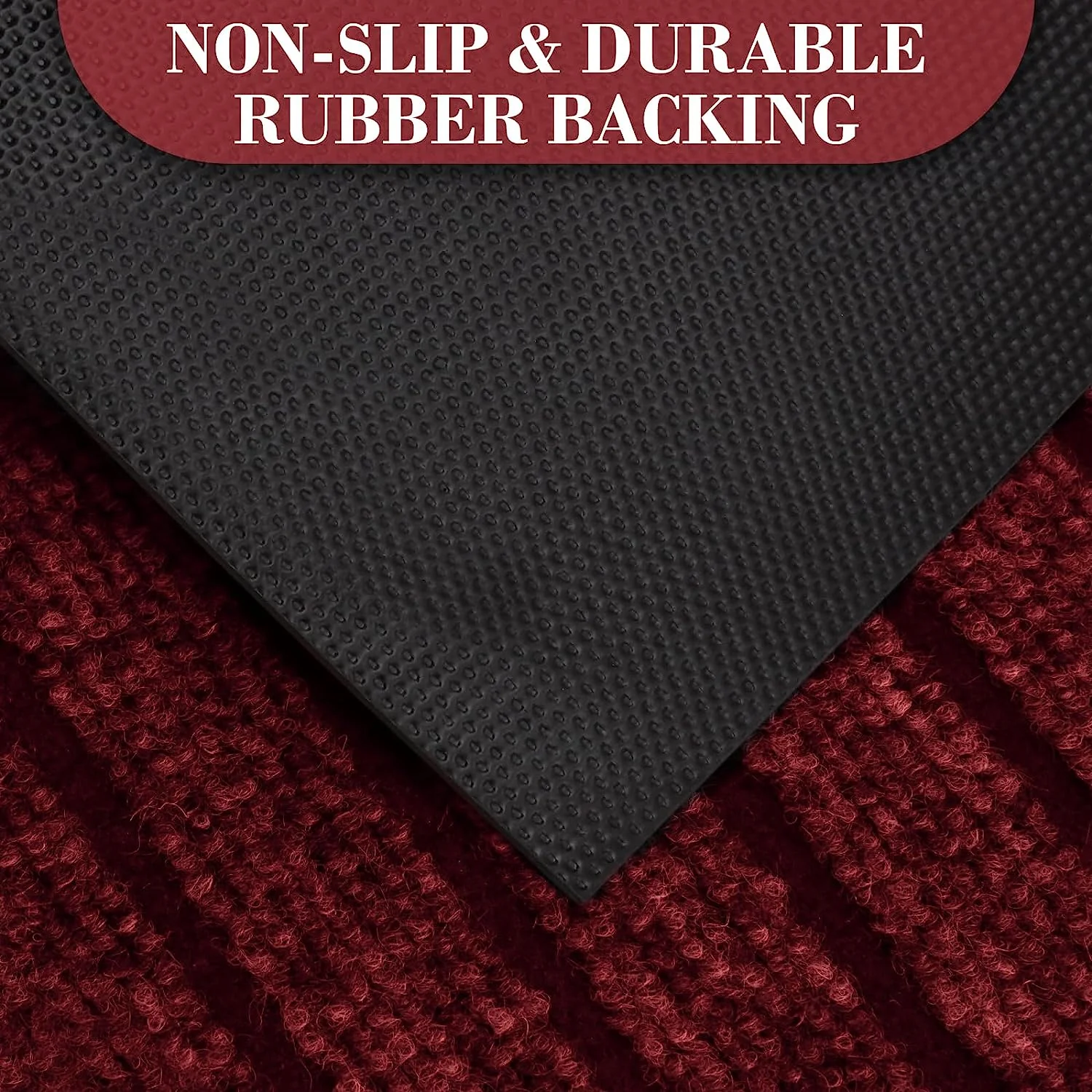 Washable Rubber Door Mat Indoor Outdoor Front Entryway Burgundy