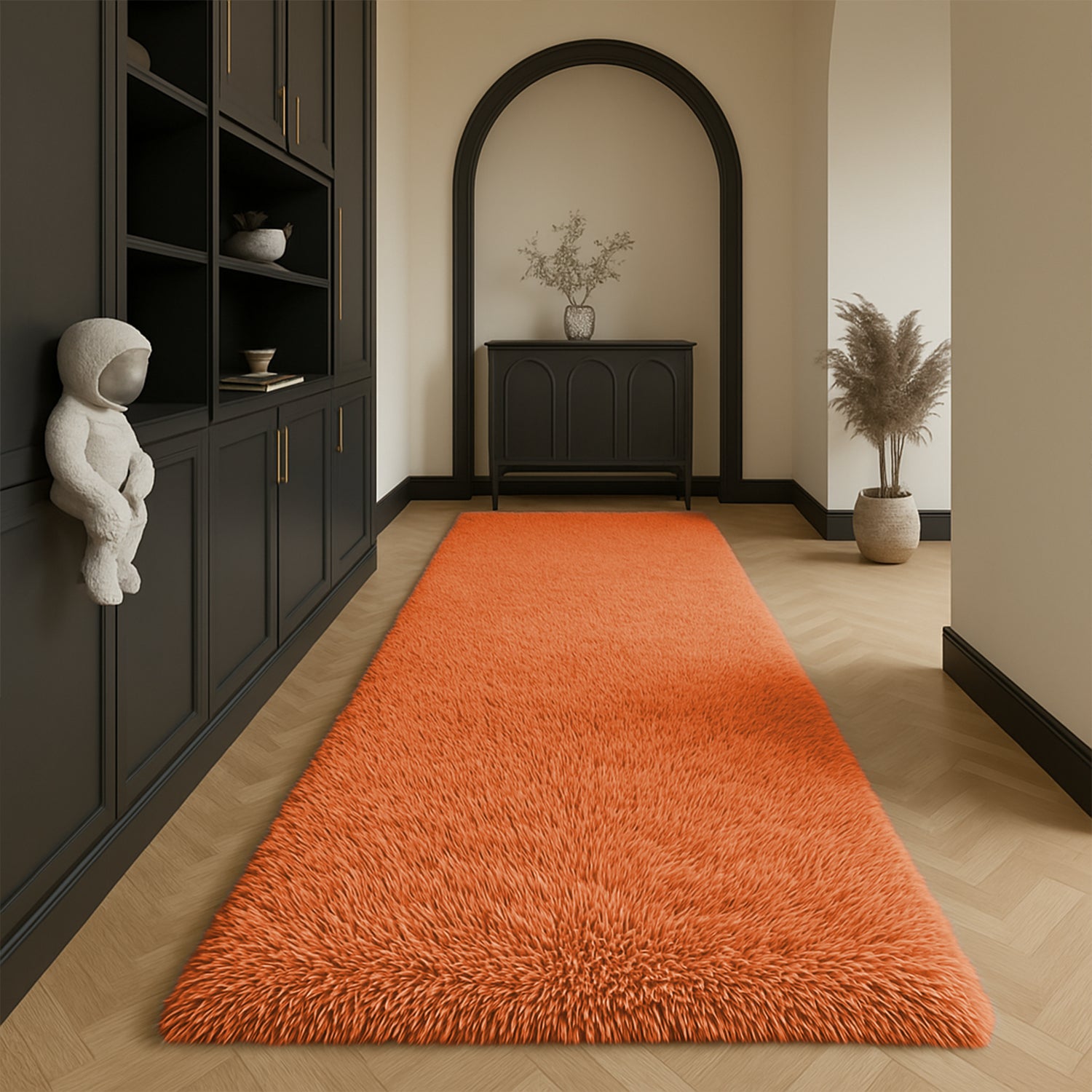 Thick Pile Shaggy Rug For Living Room Rust