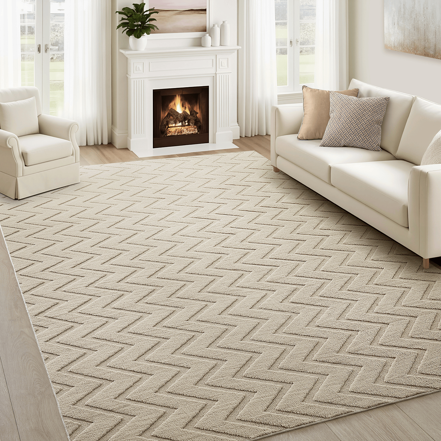 Chevron Zig Zag High-Low Pile Tufted Area Rug