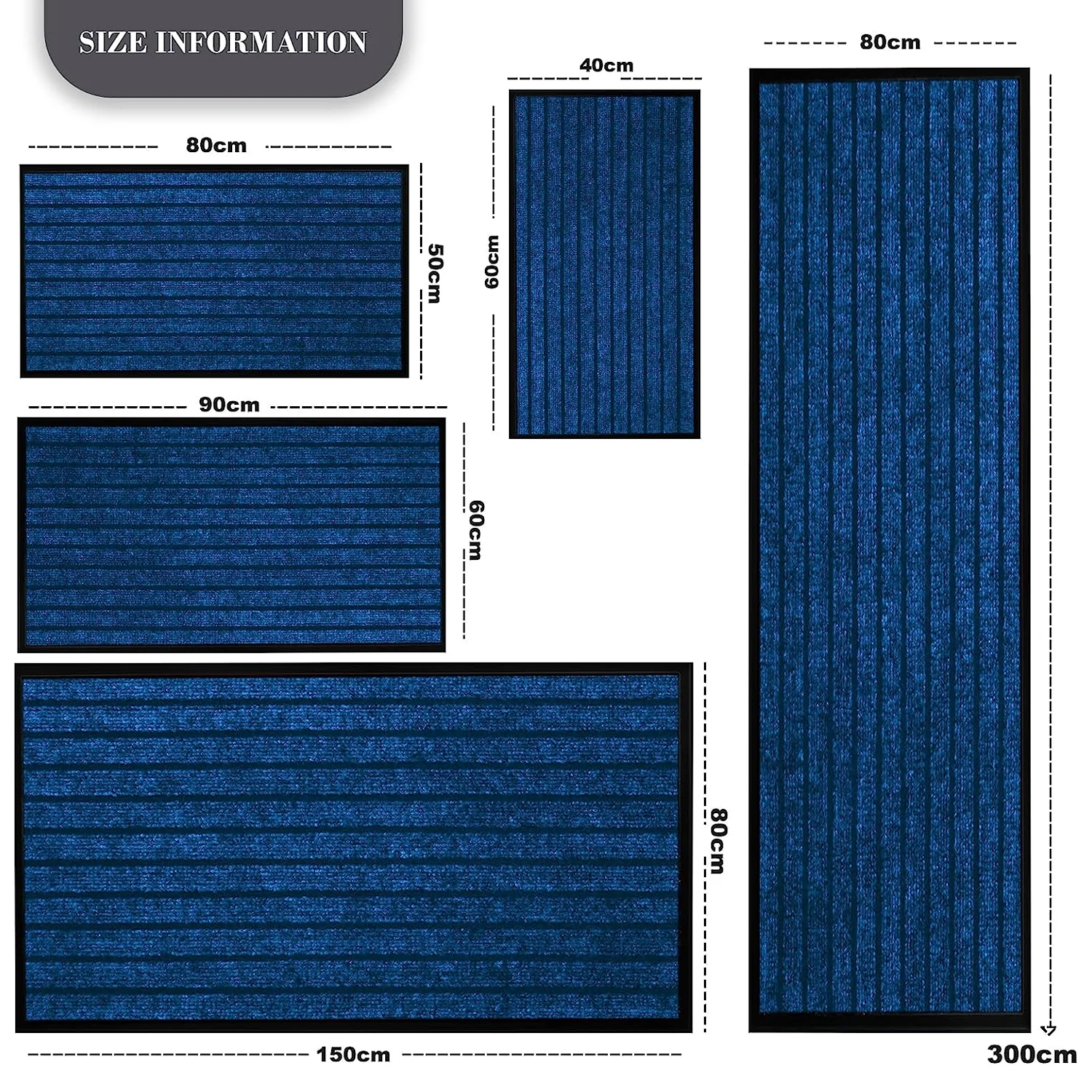 Washable Rubber Door Mat Indoor Outdoor Front Entryway Blue