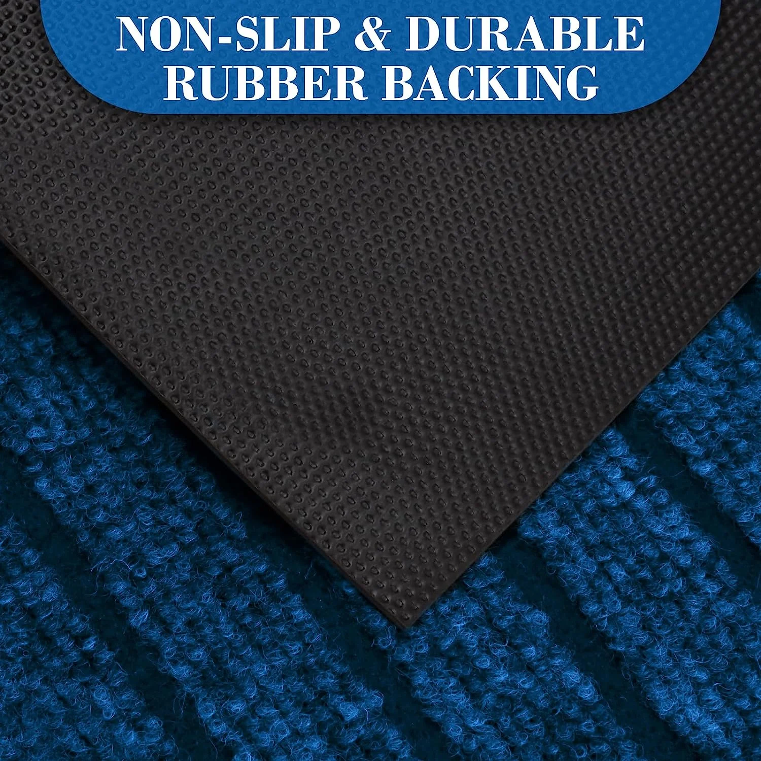 Washable Rubber Door Mat Indoor Outdoor Front Entryway Blue