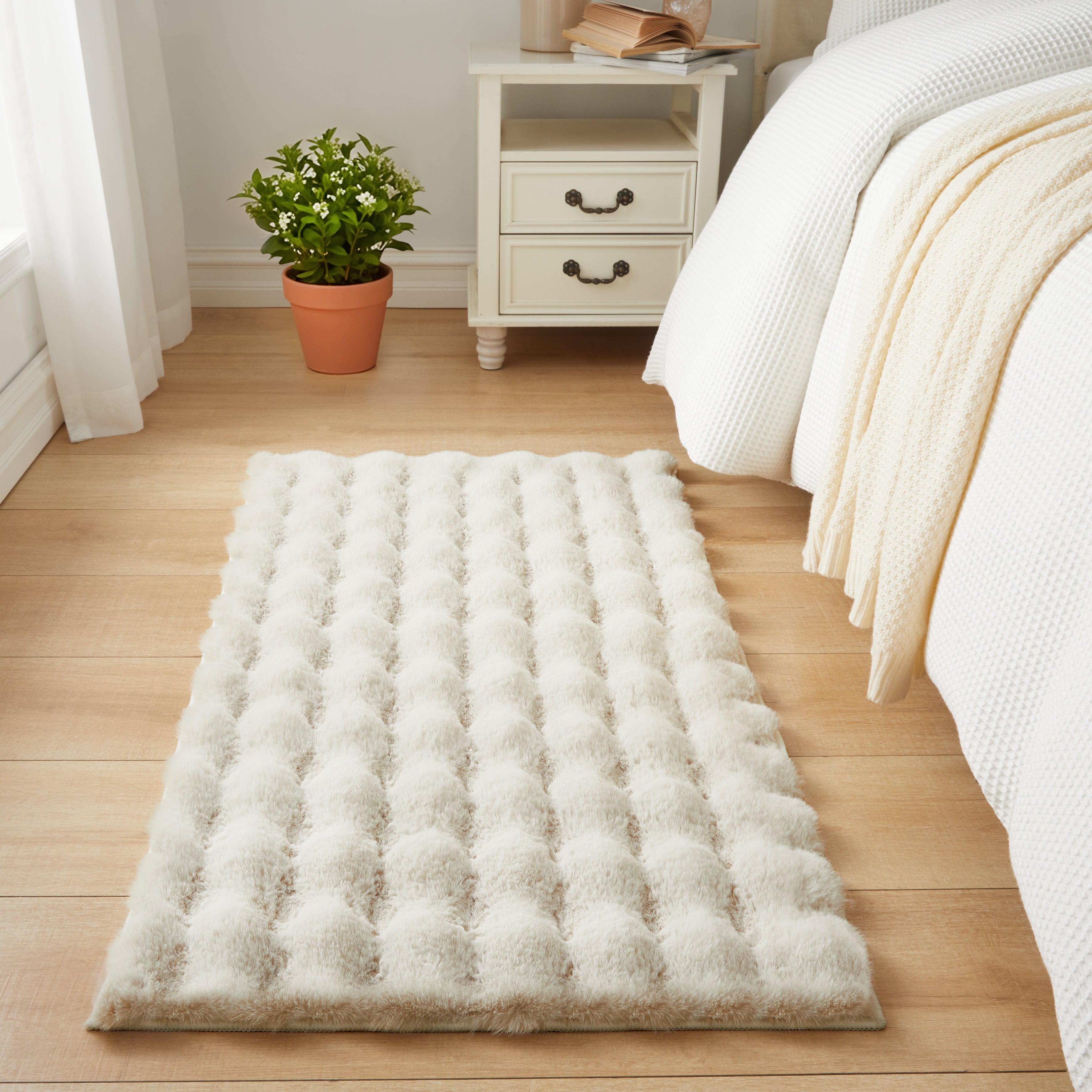 Soft Fluffy Bubble Texture Rug – Modern Faux Fur Area Carpet