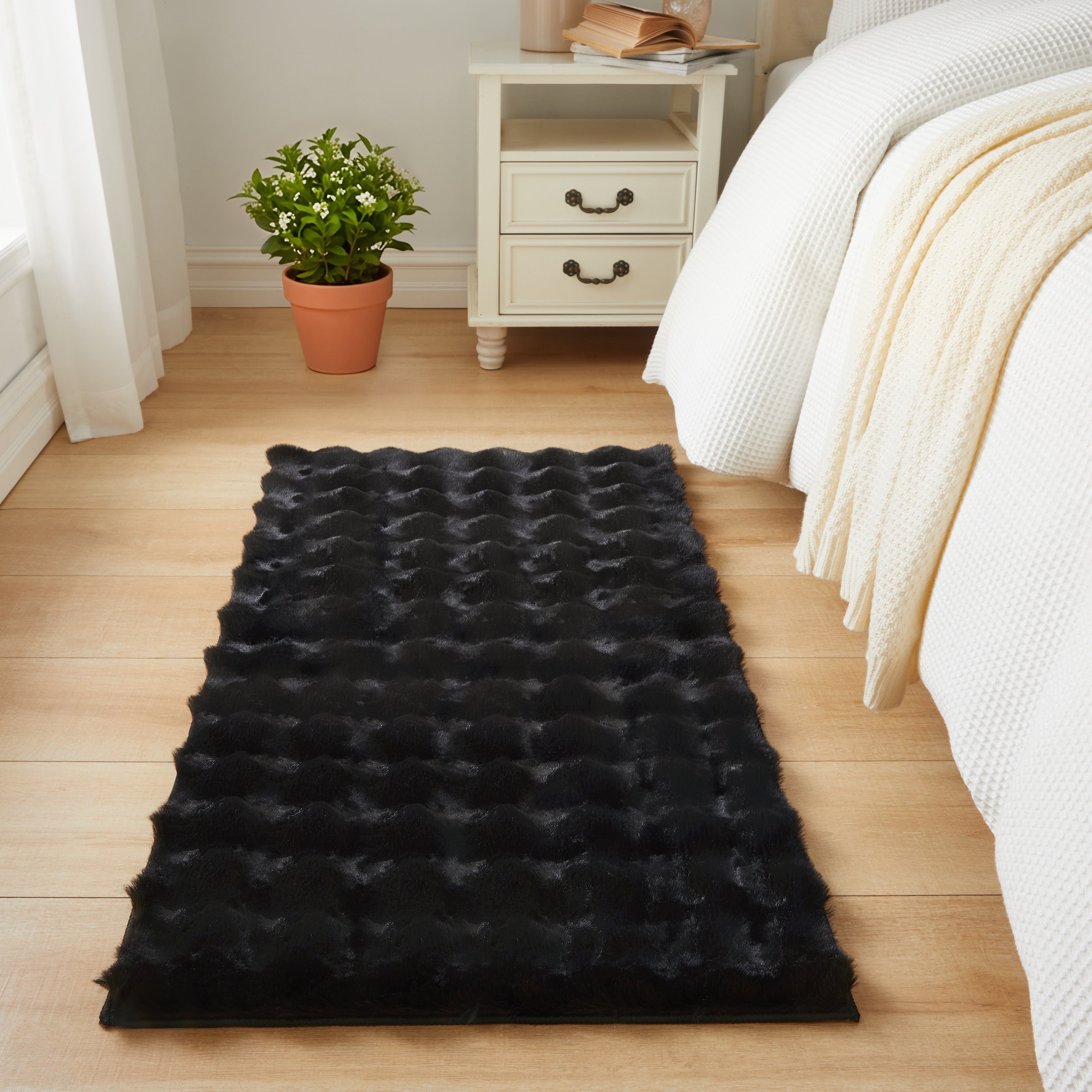 Soft Fluffy Bubble Texture Rug – Modern Faux Fur Area Carpet