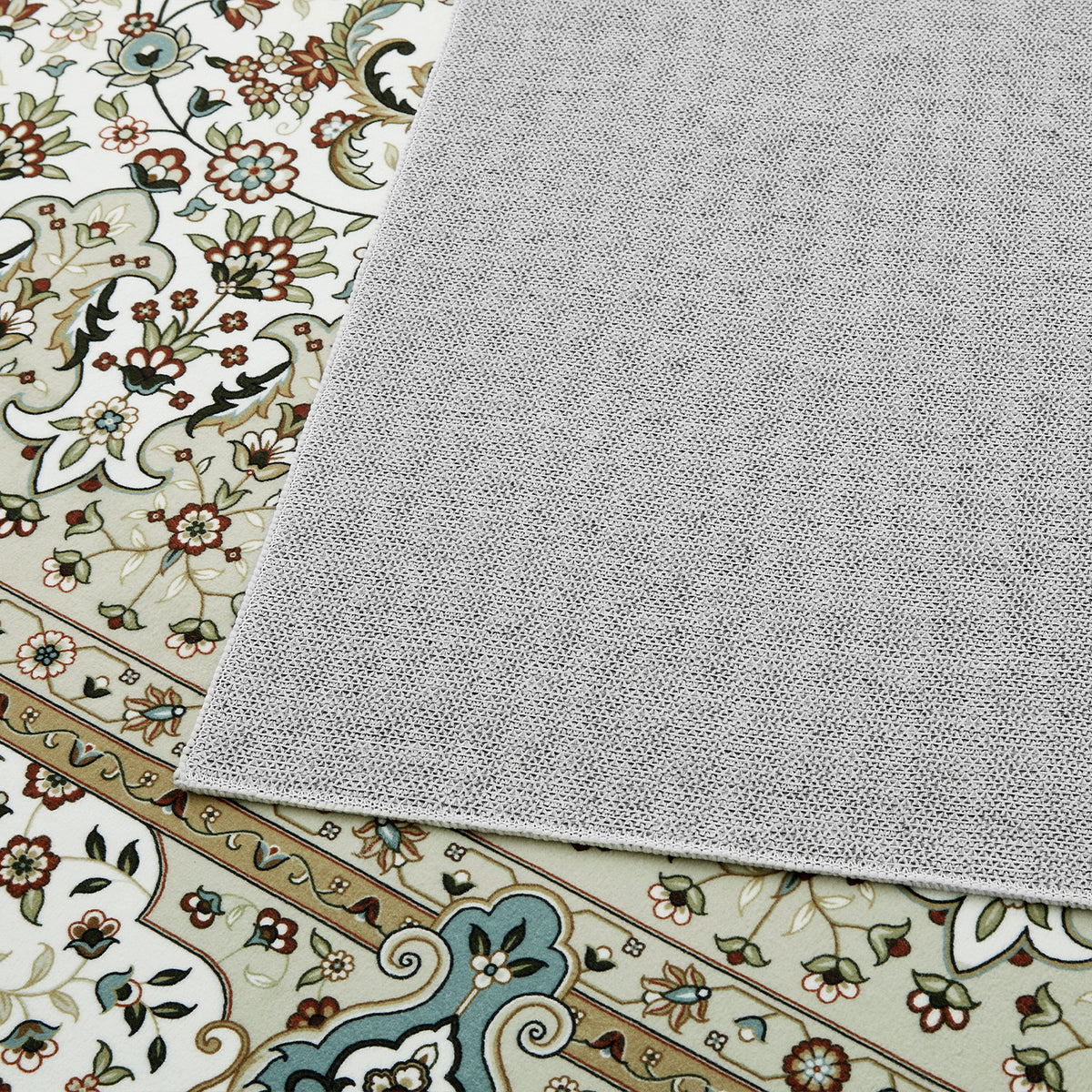 Beige & Cream Persian Medallion Washable Rug - Classic Oriental Carpet