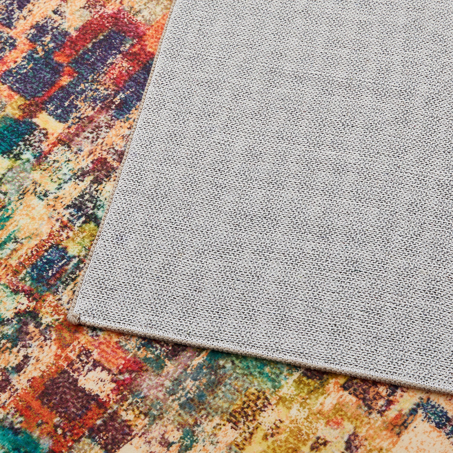 Multicolour Abstract Pixel Mosaic Washable Rug - Modern Fade Design Carpet