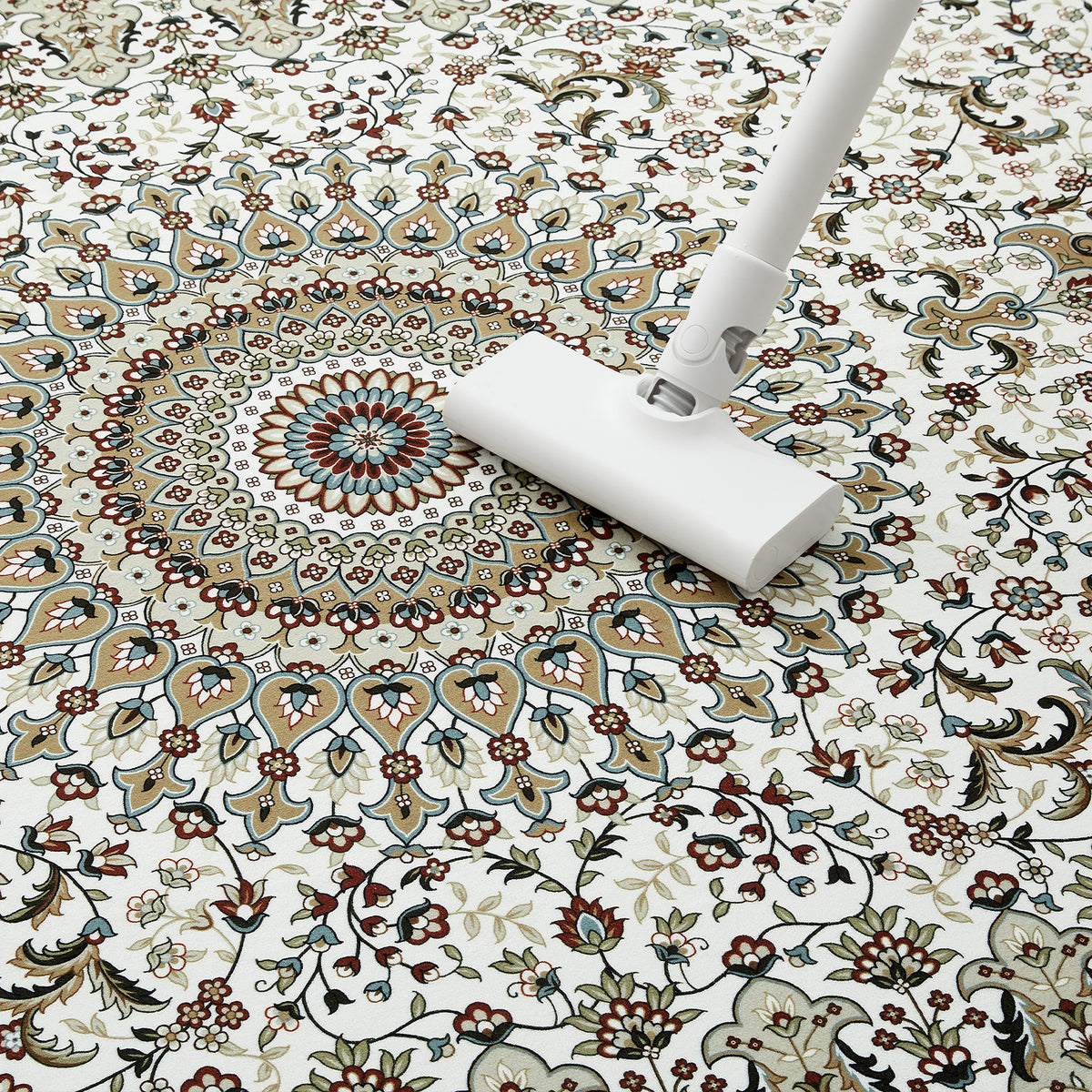 Beige & Cream Persian Medallion Washable Rug - Classic Oriental Carpet