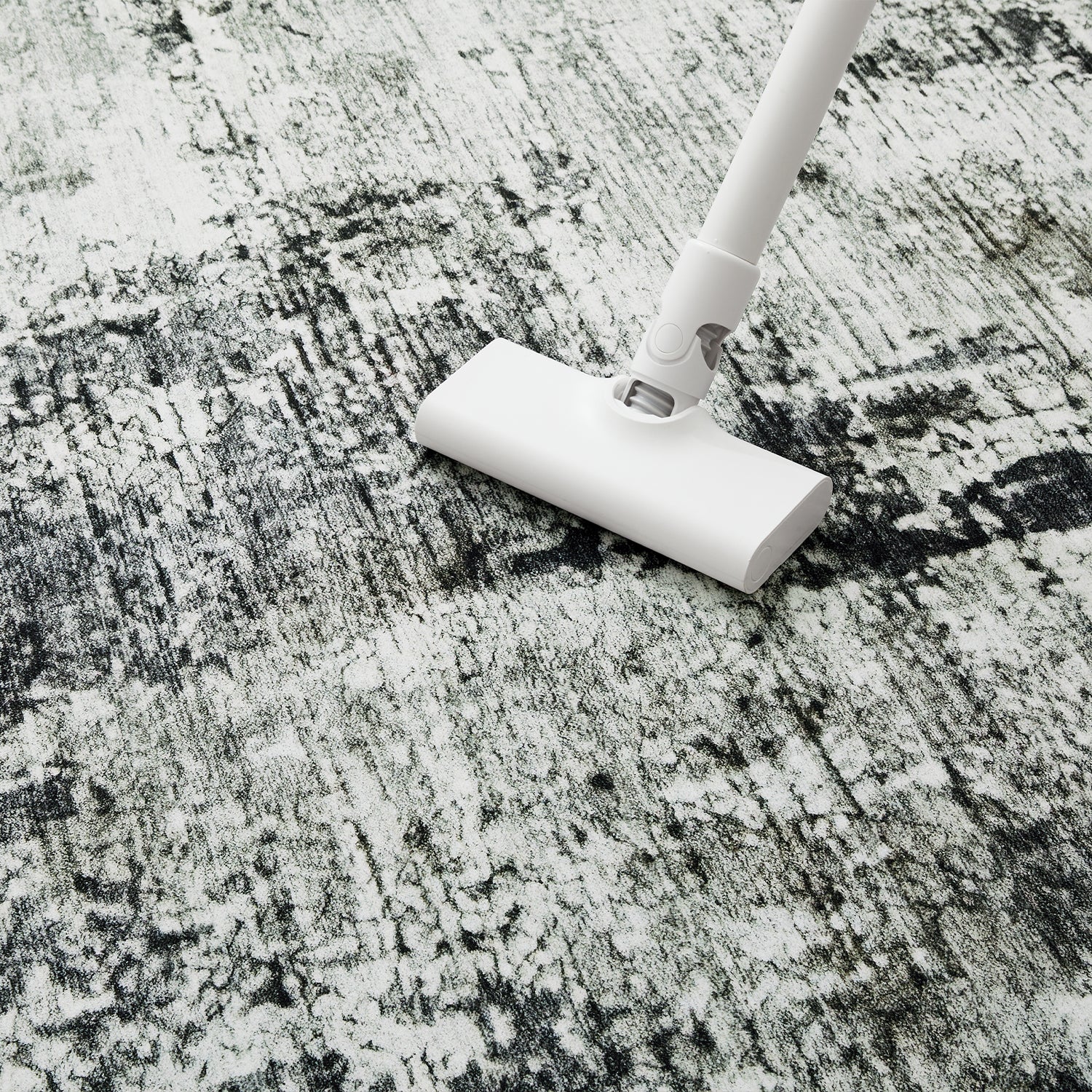 Grey Abstract Distressed Washable Rug - Modern Concrete-Effect Area Carpet