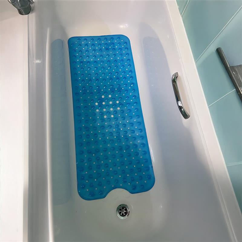 Non Slip Suction Shower Bath Mat Light Blue