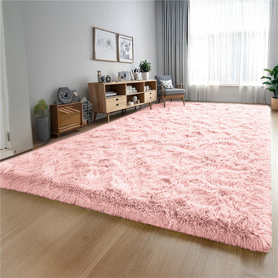 Pink Fluffy Shaggy Rug for Bedroom - Soft Plush Carpet