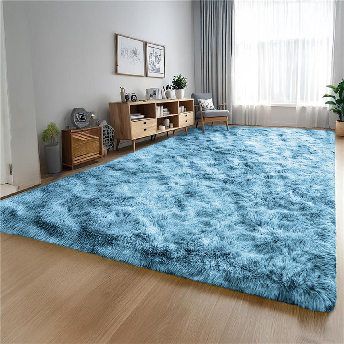 Tie Dye Fluffy Shaggy Rug Soft Thick Pile Colourful Area Rug