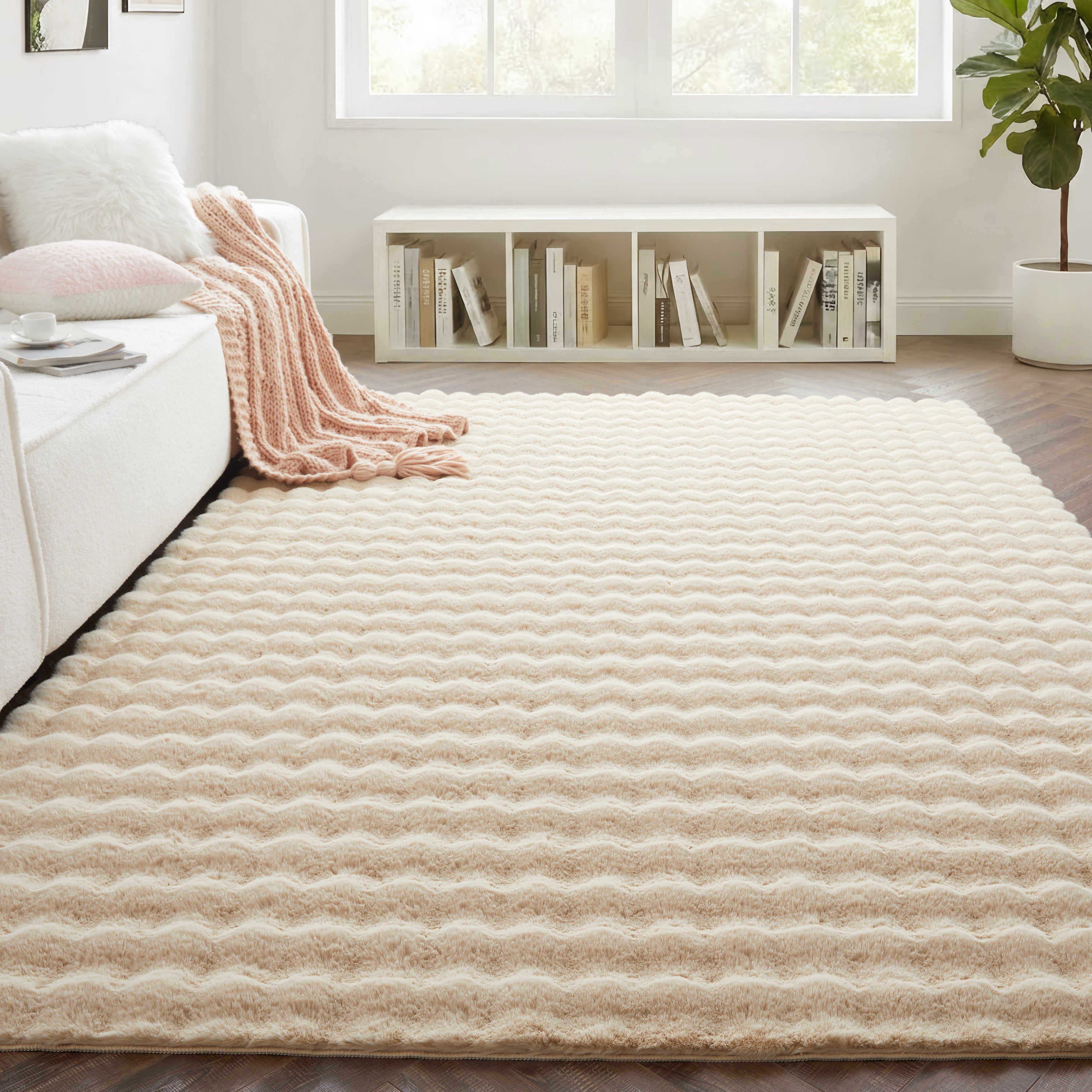 Soft Fluffy Bubble Texture Rug – Modern Faux Fur Area Carpet