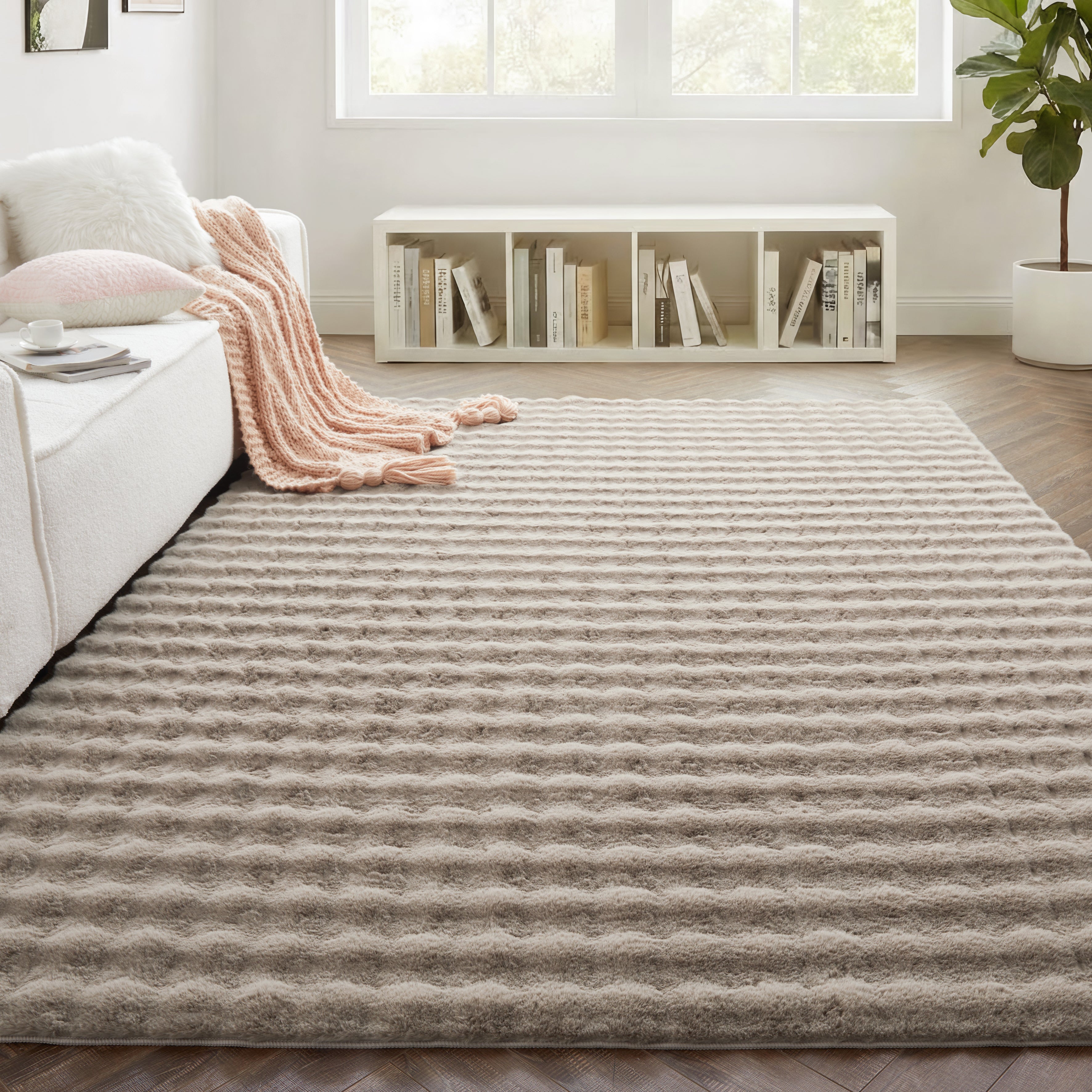 Soft Fluffy Bubble Texture Rug – Modern Faux Fur Area Carpet