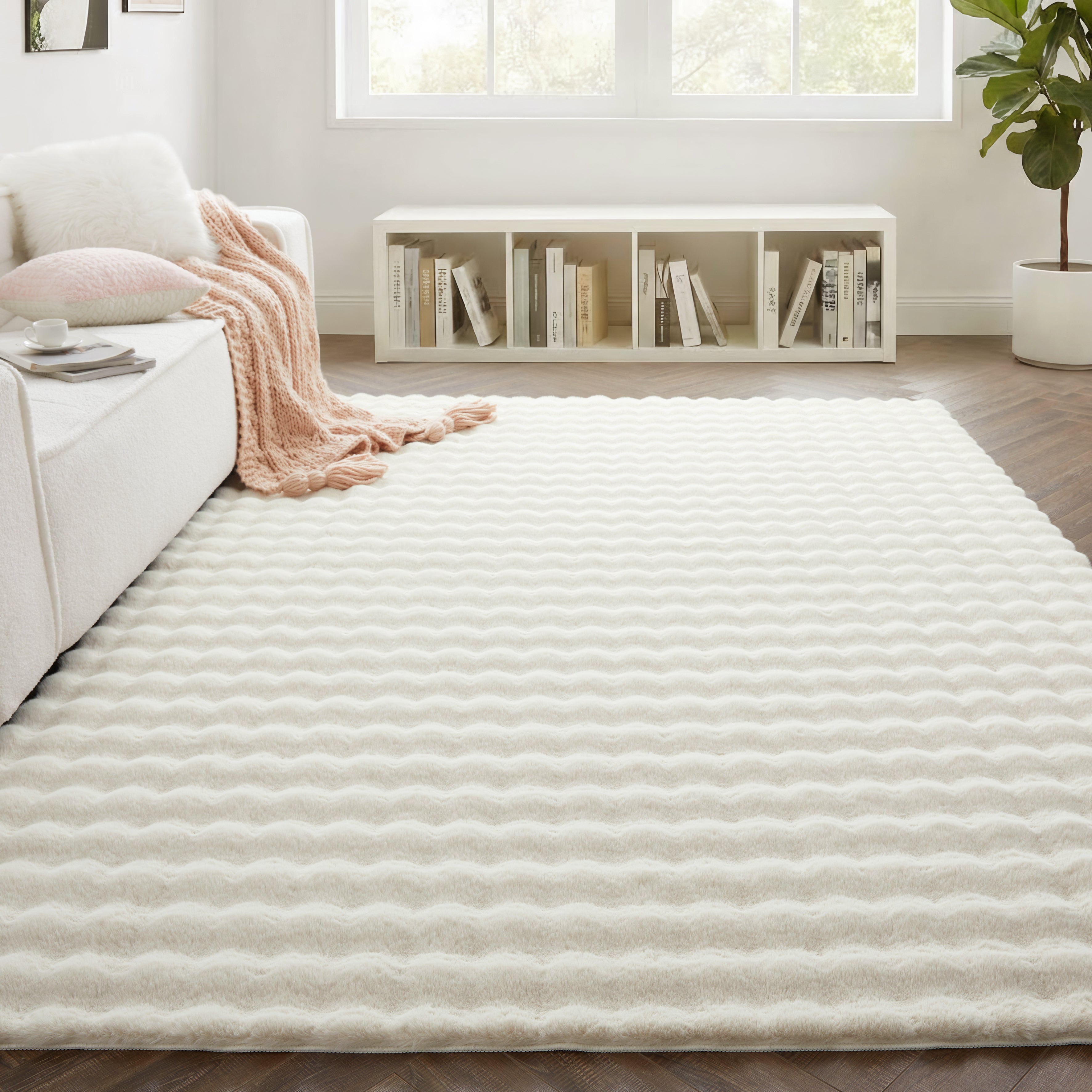 Soft Fluffy Bubble Texture Rug – Modern Faux Fur Area Carpet