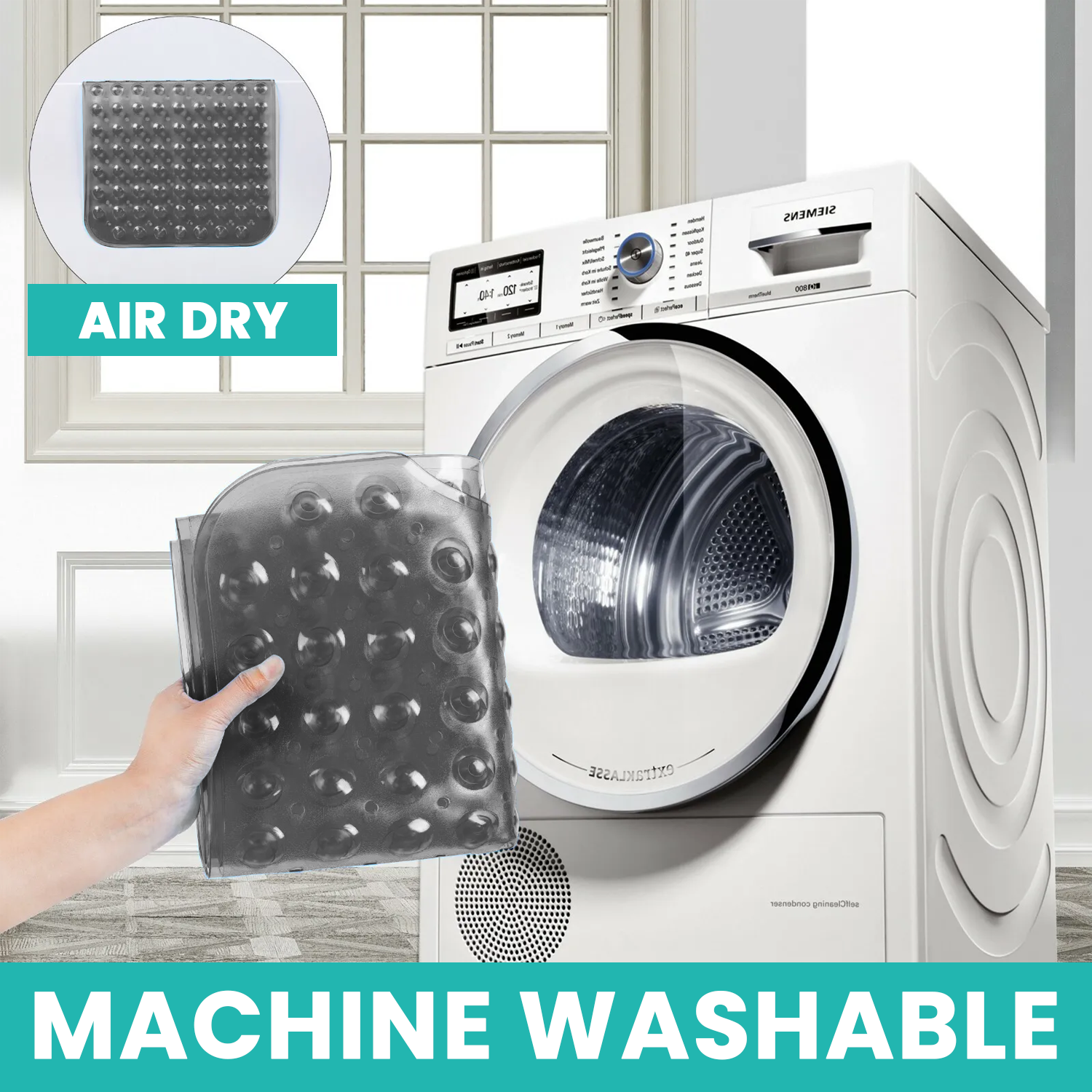 Shower Bath Mat Non Slip with Suction Cup Grey