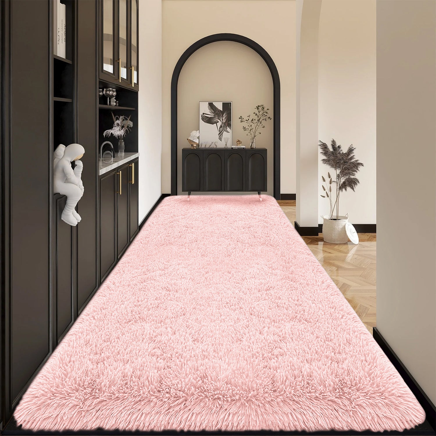 Pink Fluffy Shaggy Rug for Bedroom - Soft Plush Carpet
