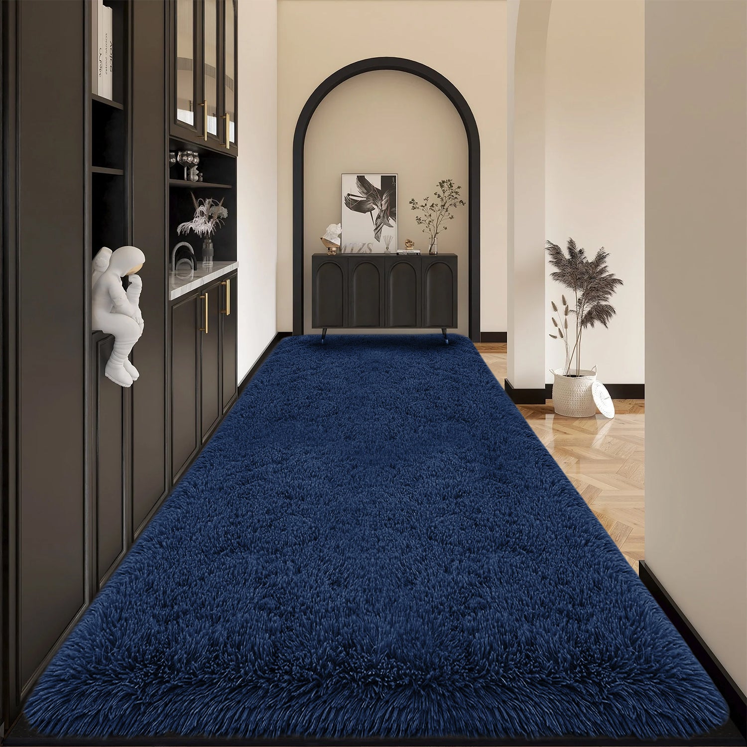 Navy Fluffy Shaggy Rug Carpet