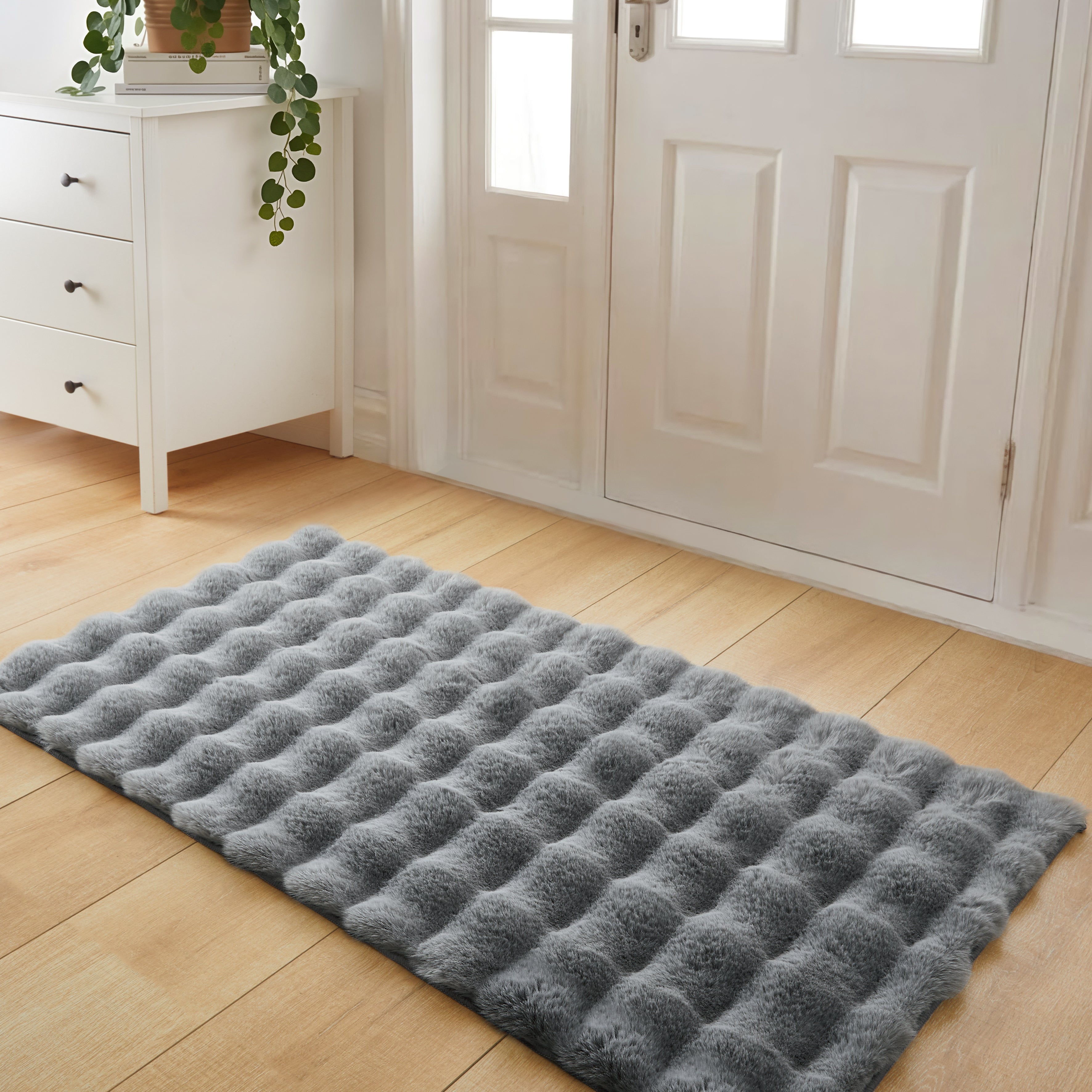 Soft Fluffy Bubble Texture Rug – Modern Faux Fur Area Carpet
