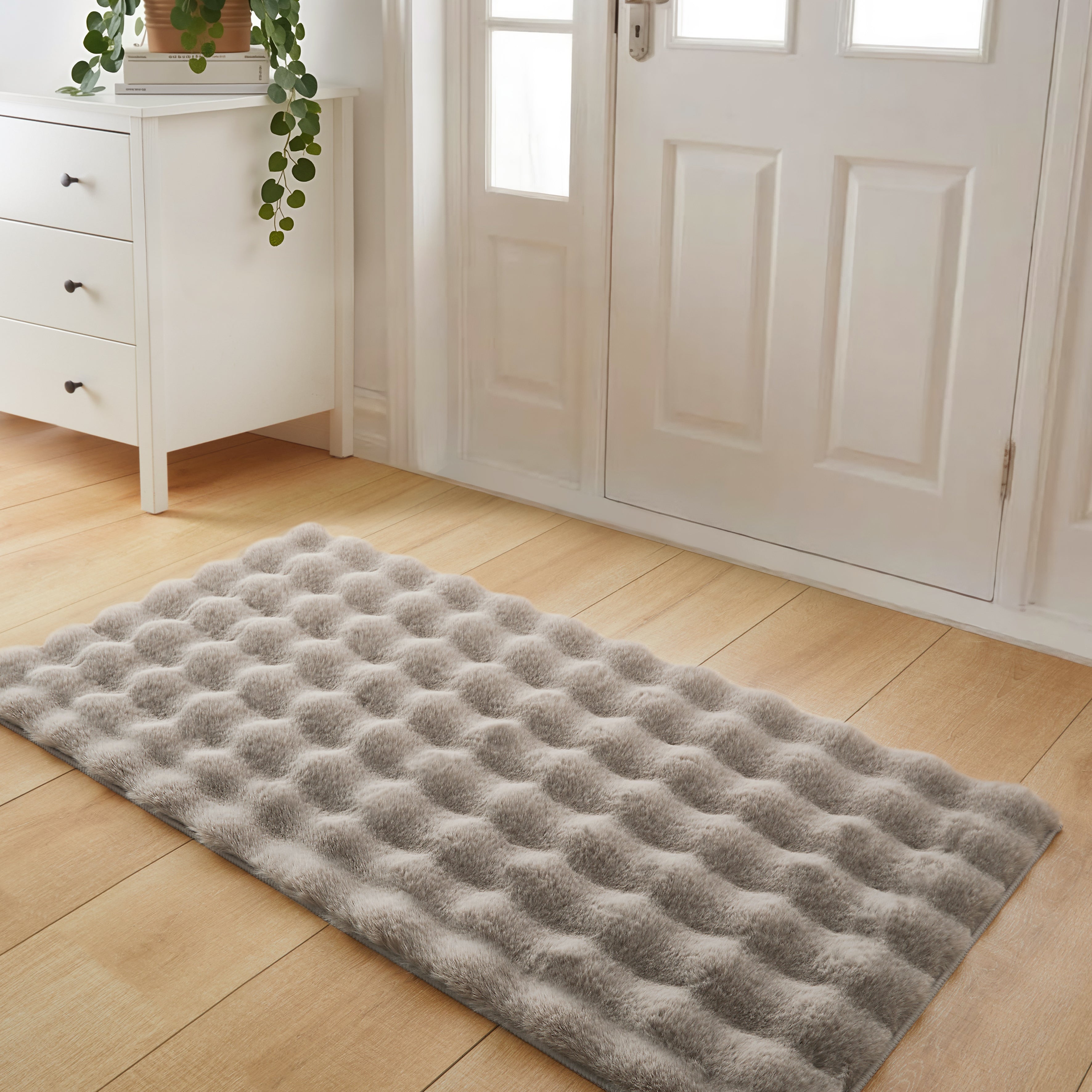 Soft Fluffy Bubble Texture Rug – Modern Faux Fur Area Carpet