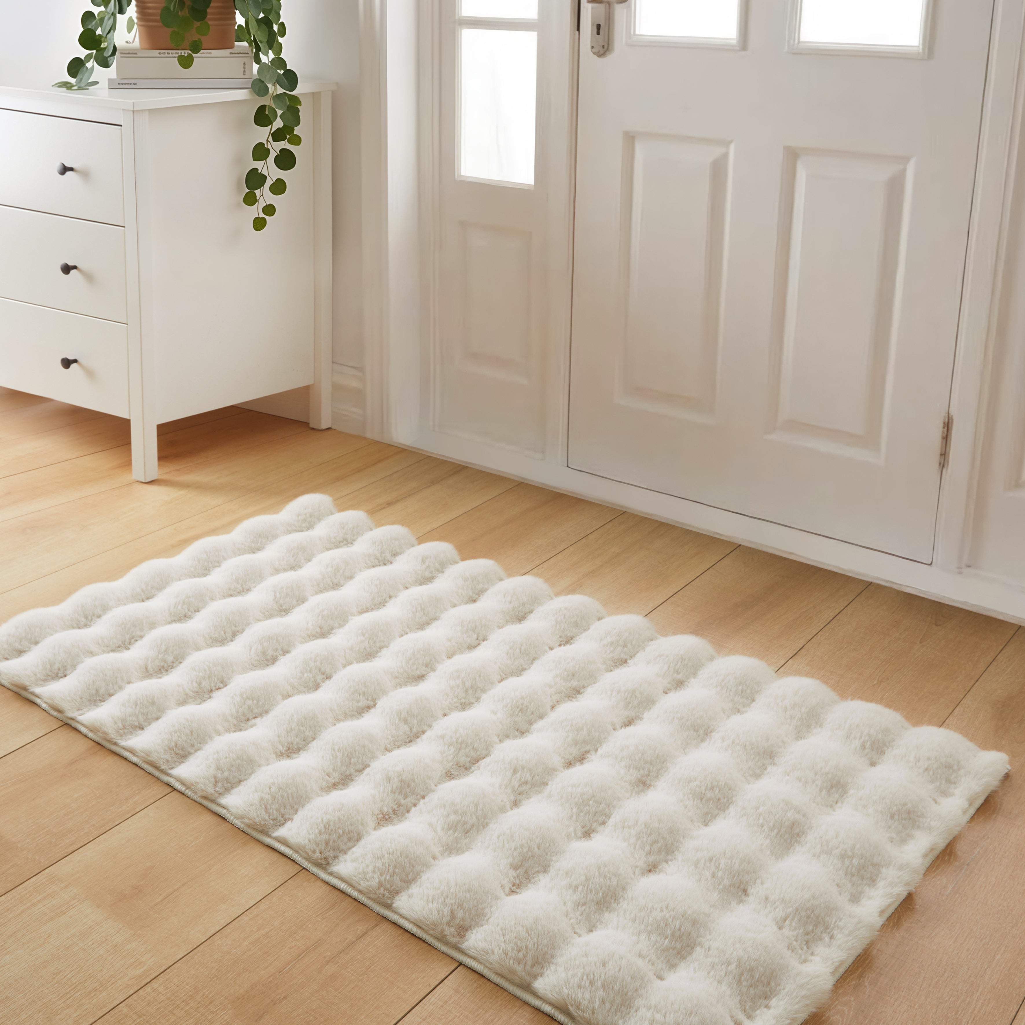 Soft Fluffy Bubble Texture Rug – Modern Faux Fur Area Carpet