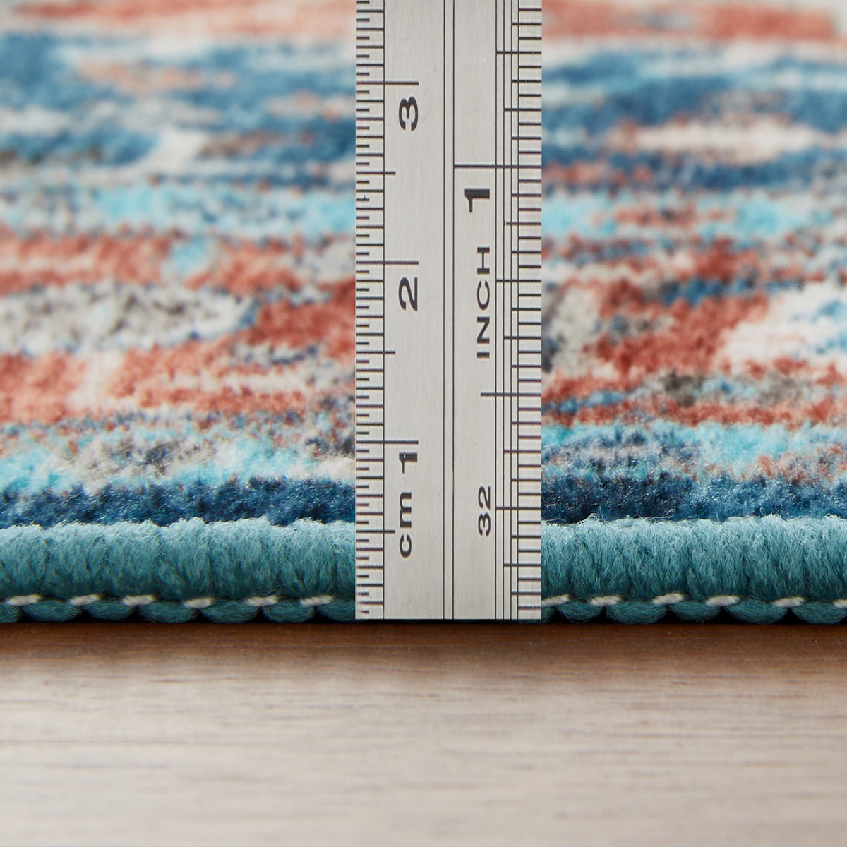 Turquoise & Terracotta Heriz Medallion Washable Carpet Rug - Classic Persian Style