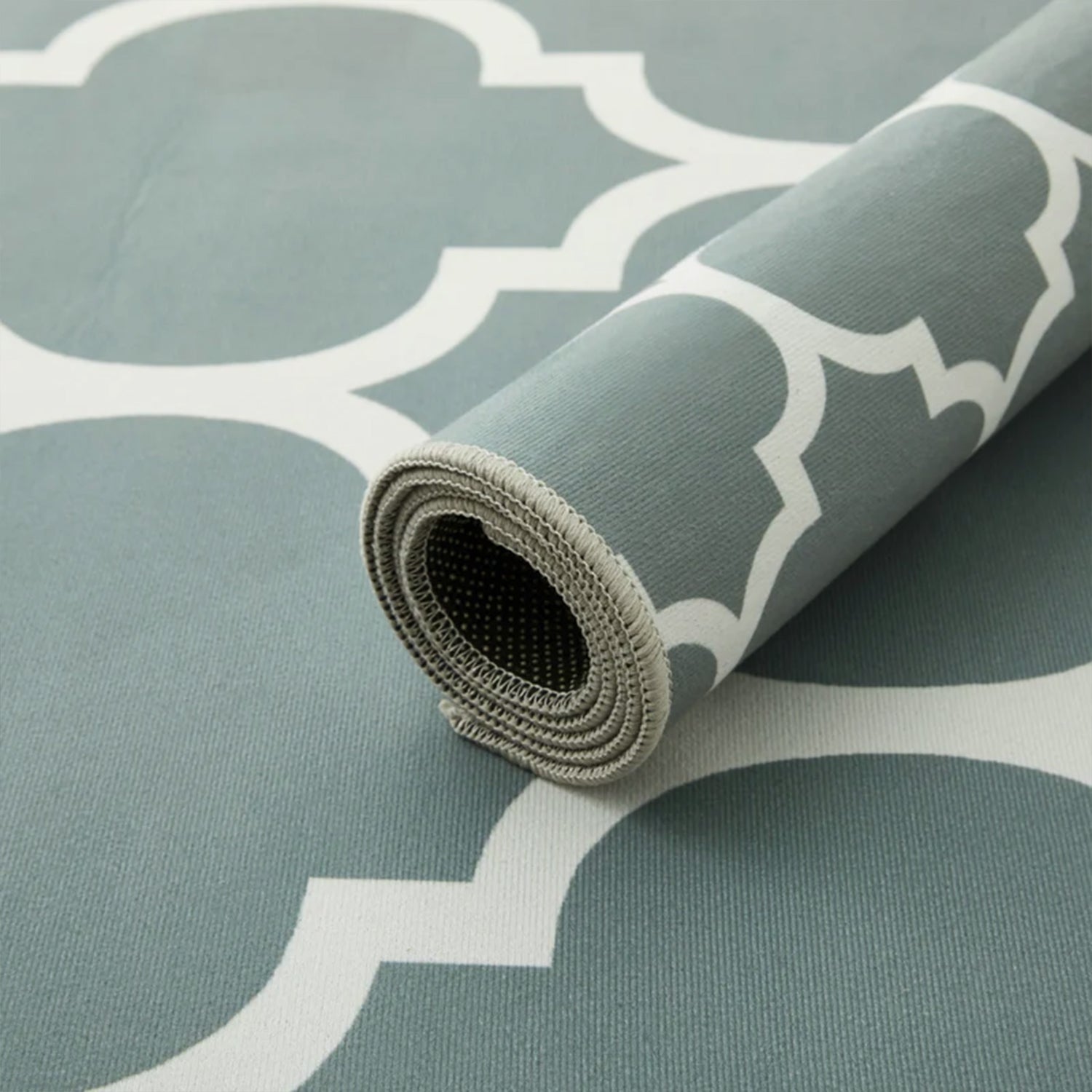 Dusty Blue & White Moroccan Trellis Rug - Soft Modern Living Room & Bedroom Carpet