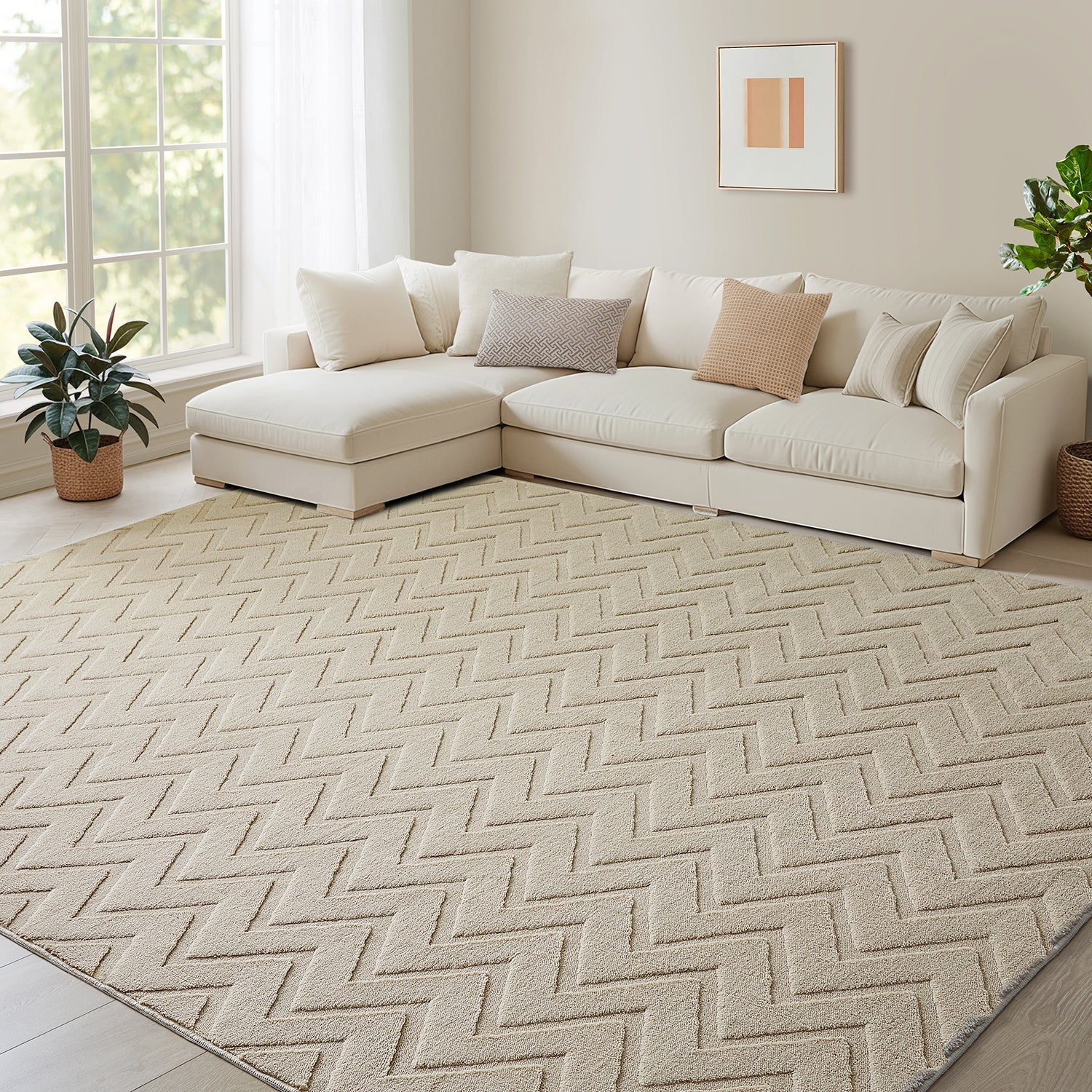 Chevron Zig Zag High-Low Pile Tufted Area Rug
