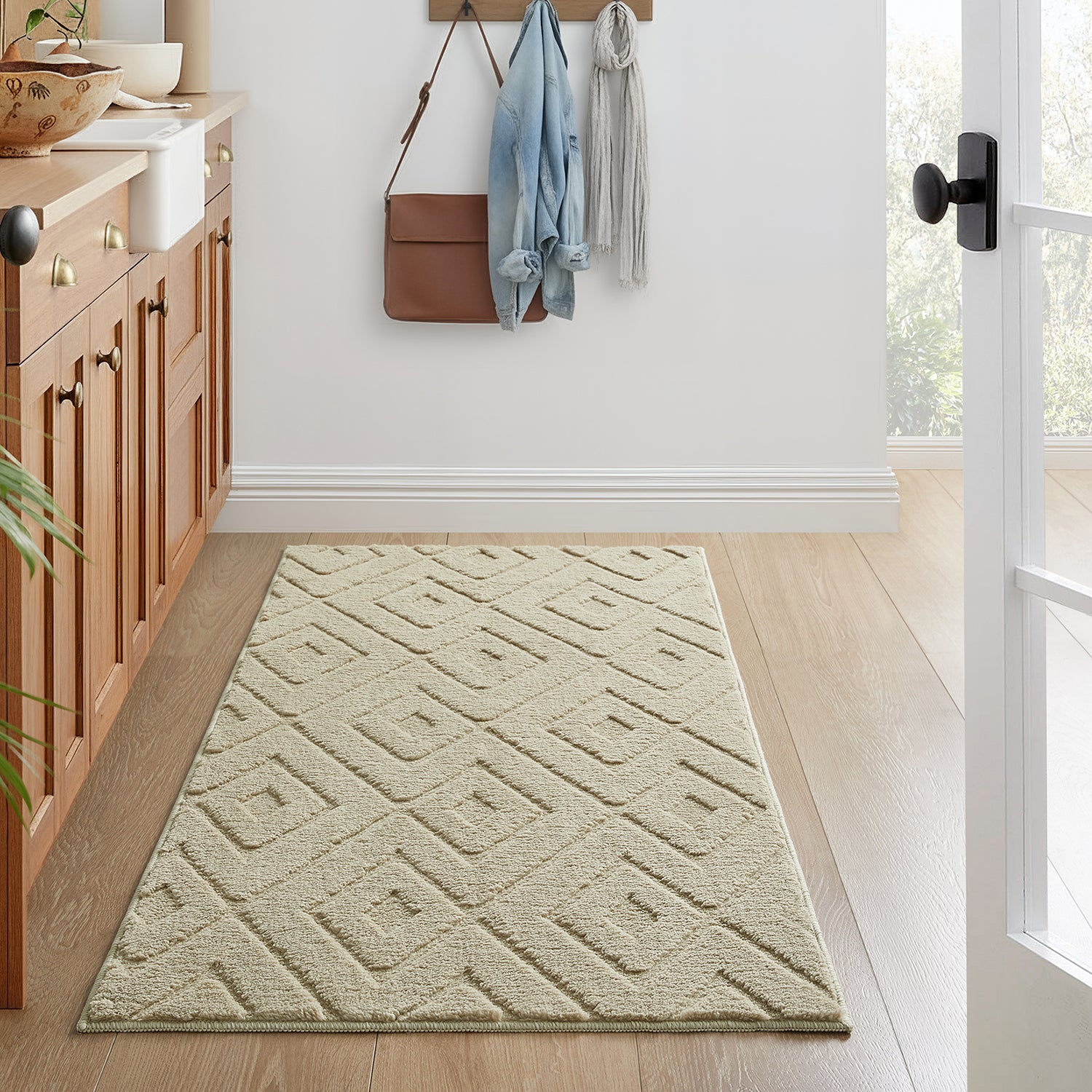 Hollow Square Geometric High-Low Pile Tufted Area Rug