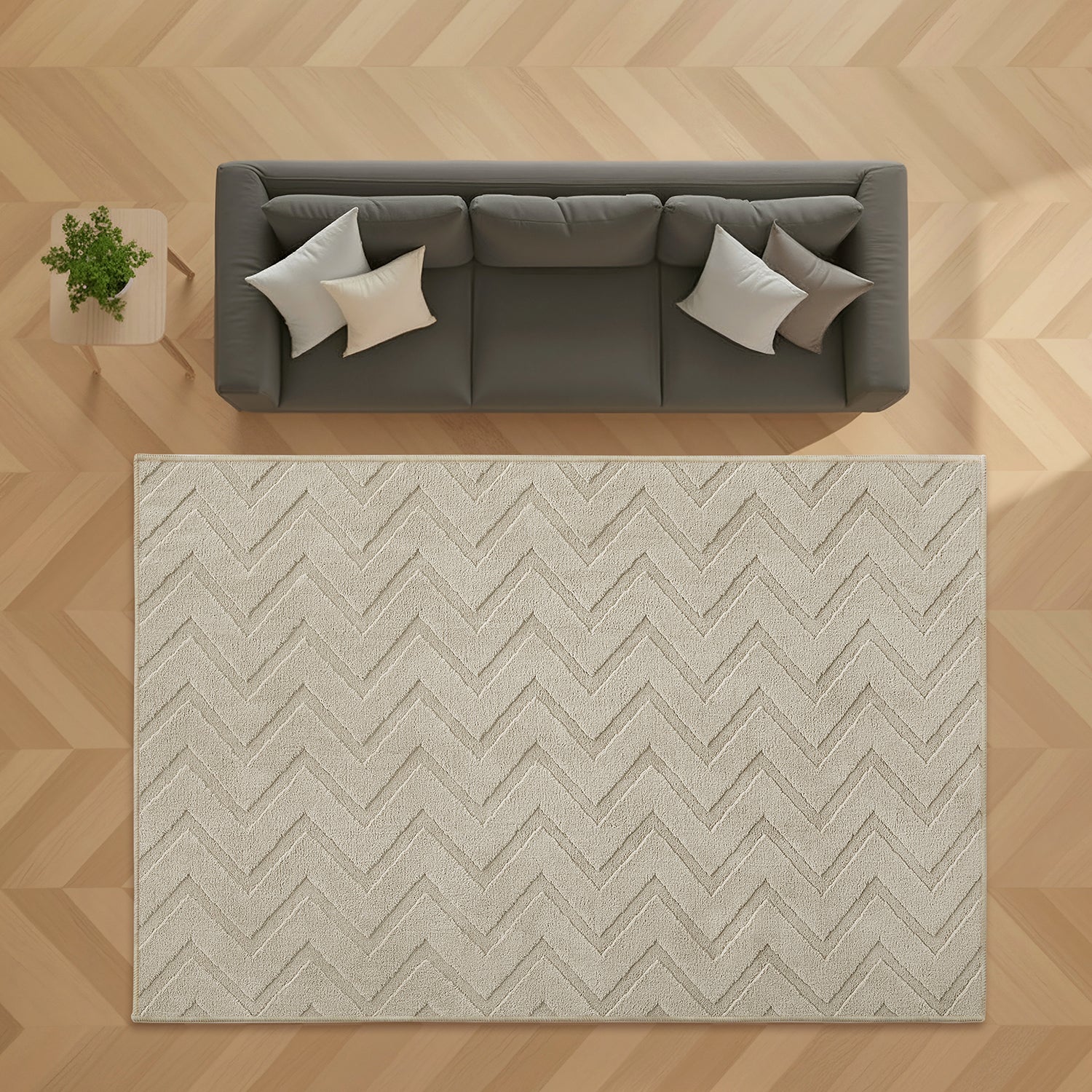 Chevron Zig Zag High-Low Pile Tufted Area Rug
