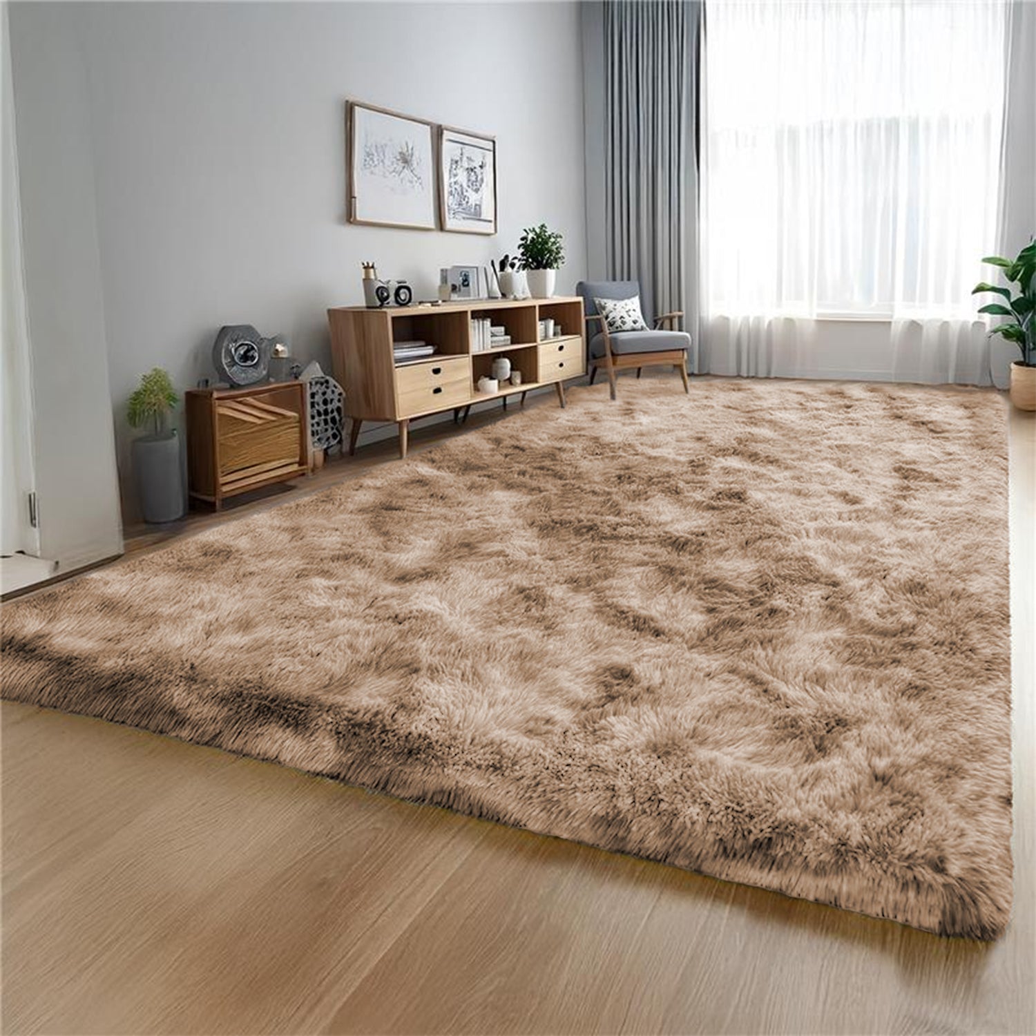 Tie Dye Fluffy Shaggy Rug Soft Thick Pile Colourful Area Rug