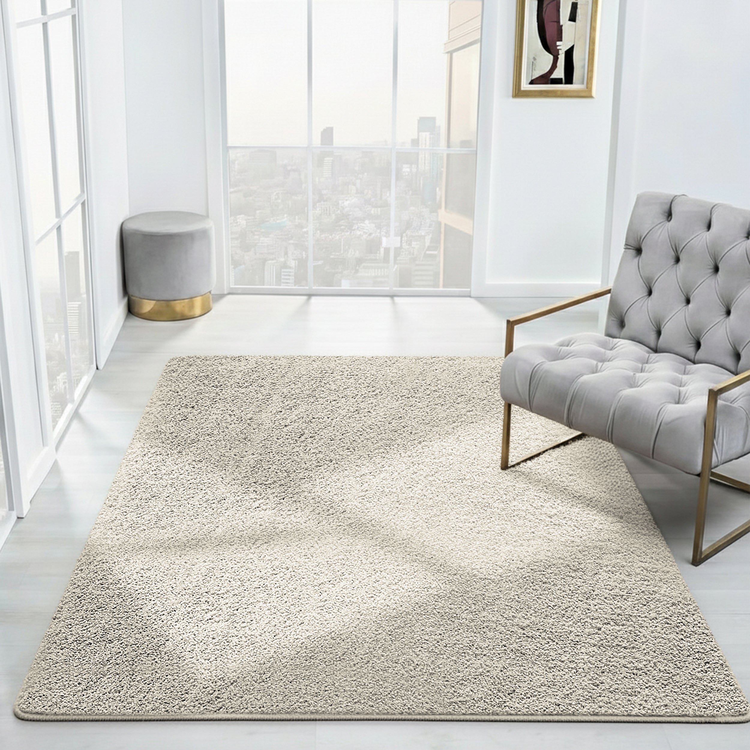Cosy Fluffy Living Room Rug - Thick & Low Pile Large Area Carpet